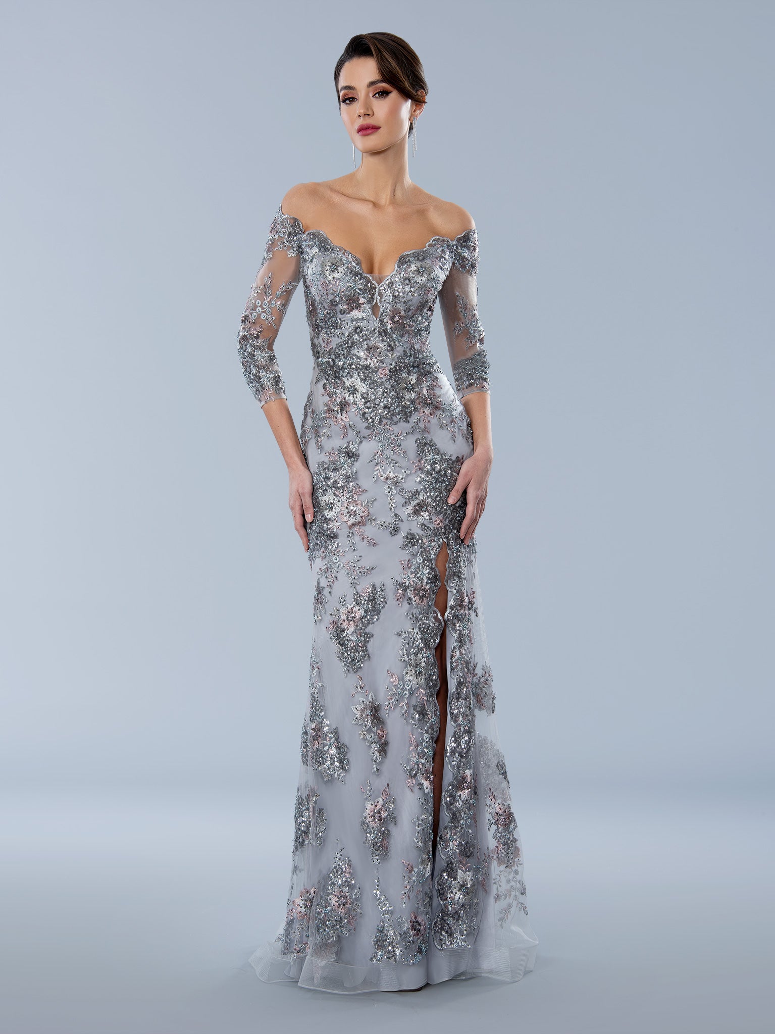 Stella Couture 24366 Long Formal Beaded Applique Evening Dress - Multi / 12 Stella Couture 24366 Long Formal Beaded Applique Evening Dress - Multi / 12