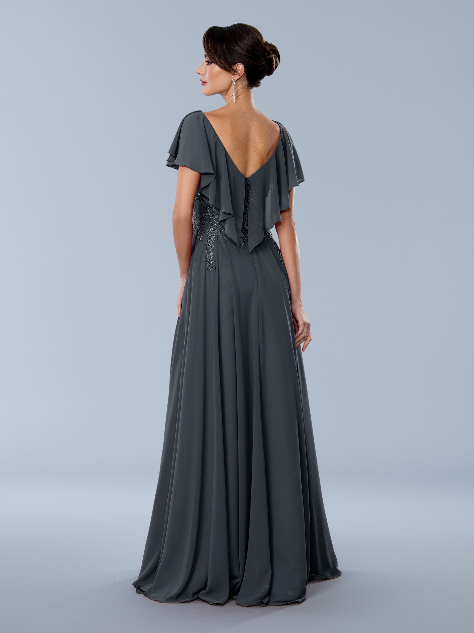 Stella Couture 24352 Long Formal Mother of the Bride A Line Dress Charcoal / 4