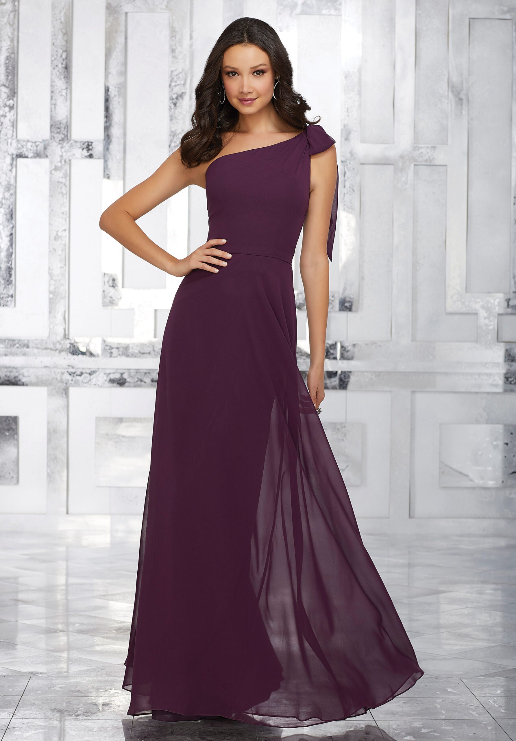 Formal Dresses Long A Line Gown Formal Dress MGNY Madeline Gardner New York 21539 Eggplant