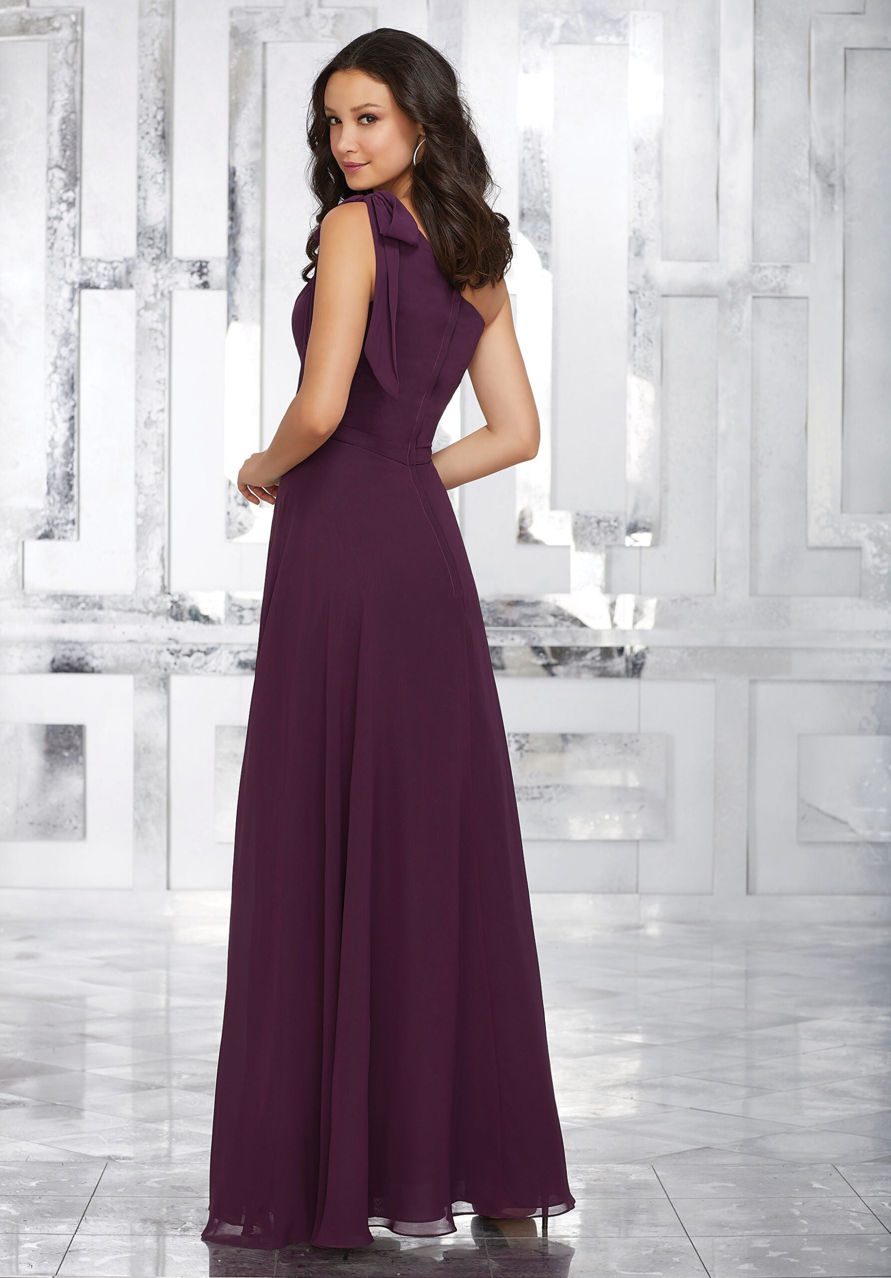 Formal Dresses Long A Line Gown Formal Dress MGNY Madeline Gardner New York 21539 Eggplant