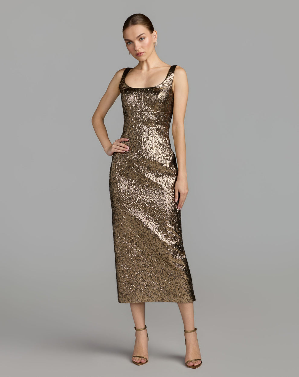 Scoop Midi Satin Cocktail Sheath Column Mac Duggal 21553