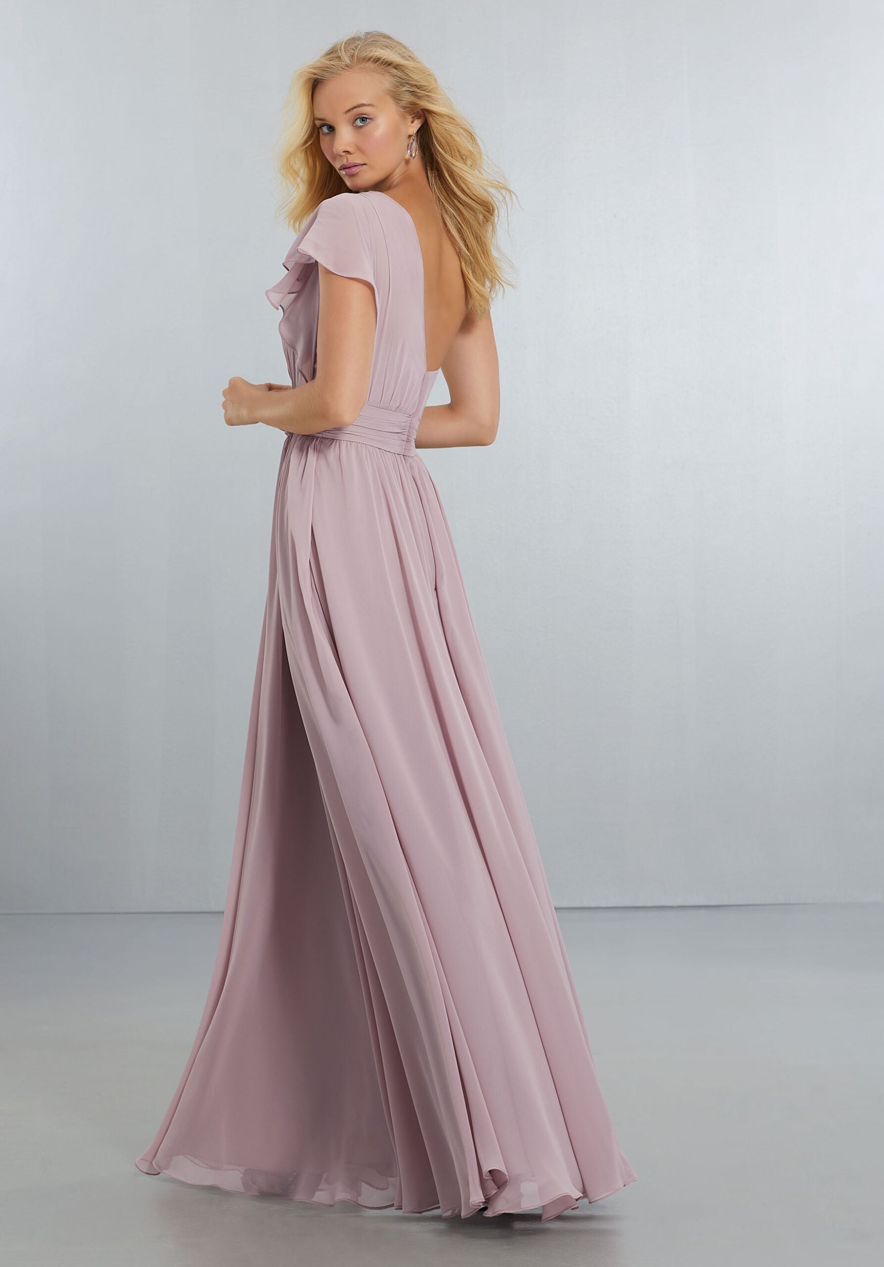 Formal Dresses Long Evening Formal A Line Pleated Dress MGNY Madeline Gardner New York 21554 Desert Rose