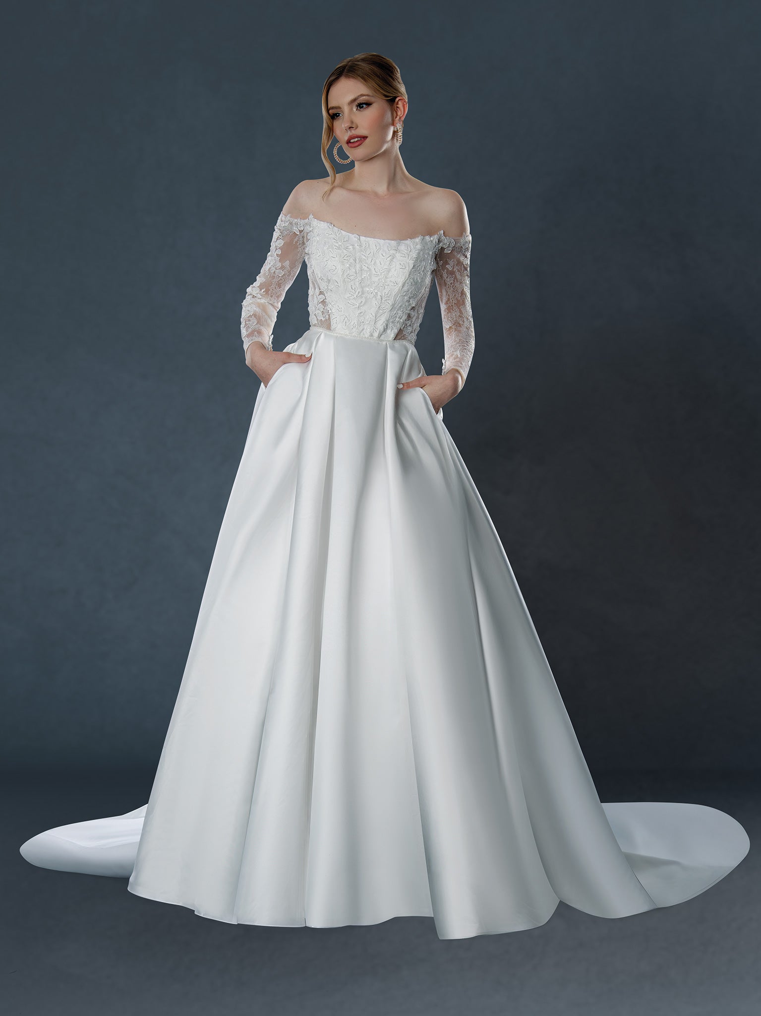 Wedding Dresses Long Corset A Line Bridal Wedding Dress Stella Couture 25536 Off White