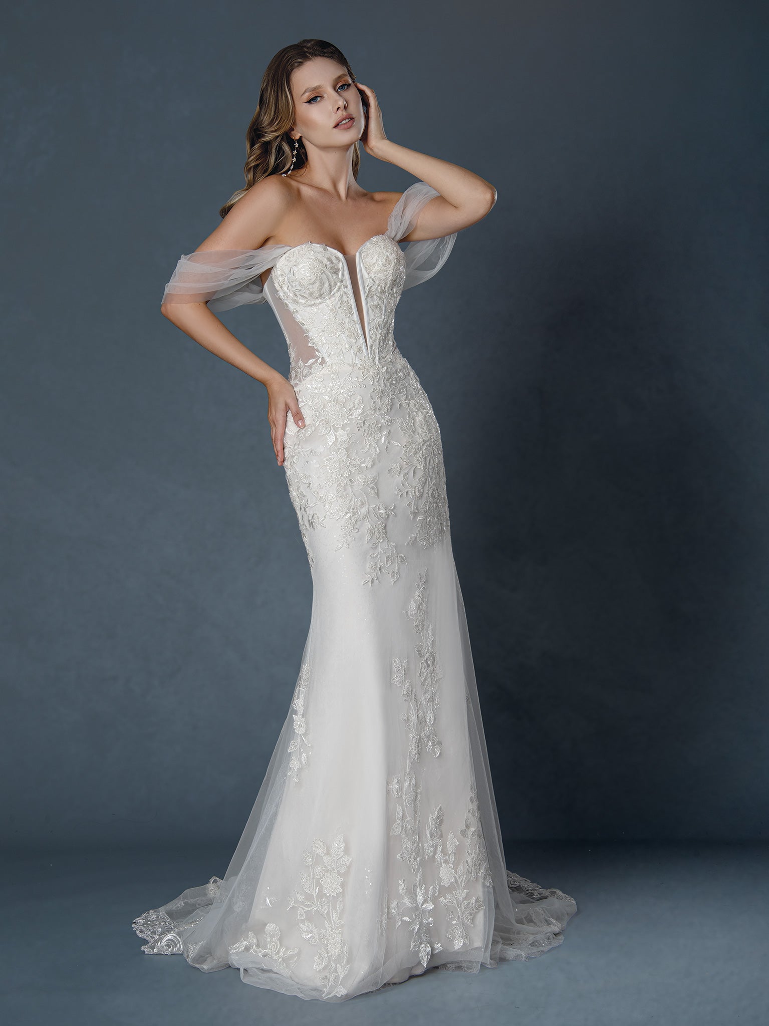 Wedding Dresses Bridal Long Mermaid Lace Wedding Dress Stella Couture 25535 Off White
