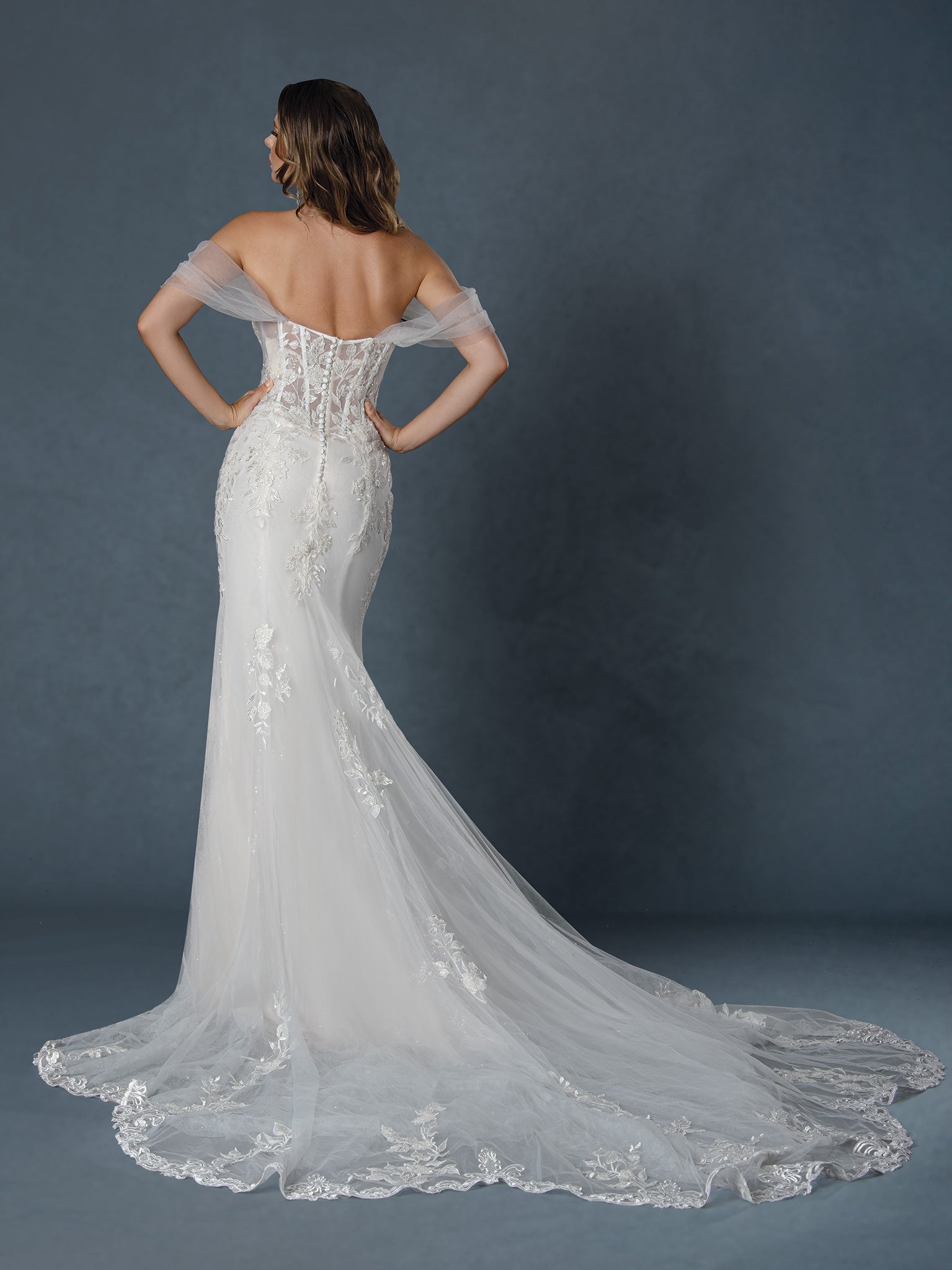 Wedding Dresses Bridal Long Mermaid Lace Wedding Dress Stella Couture 25535 Off White