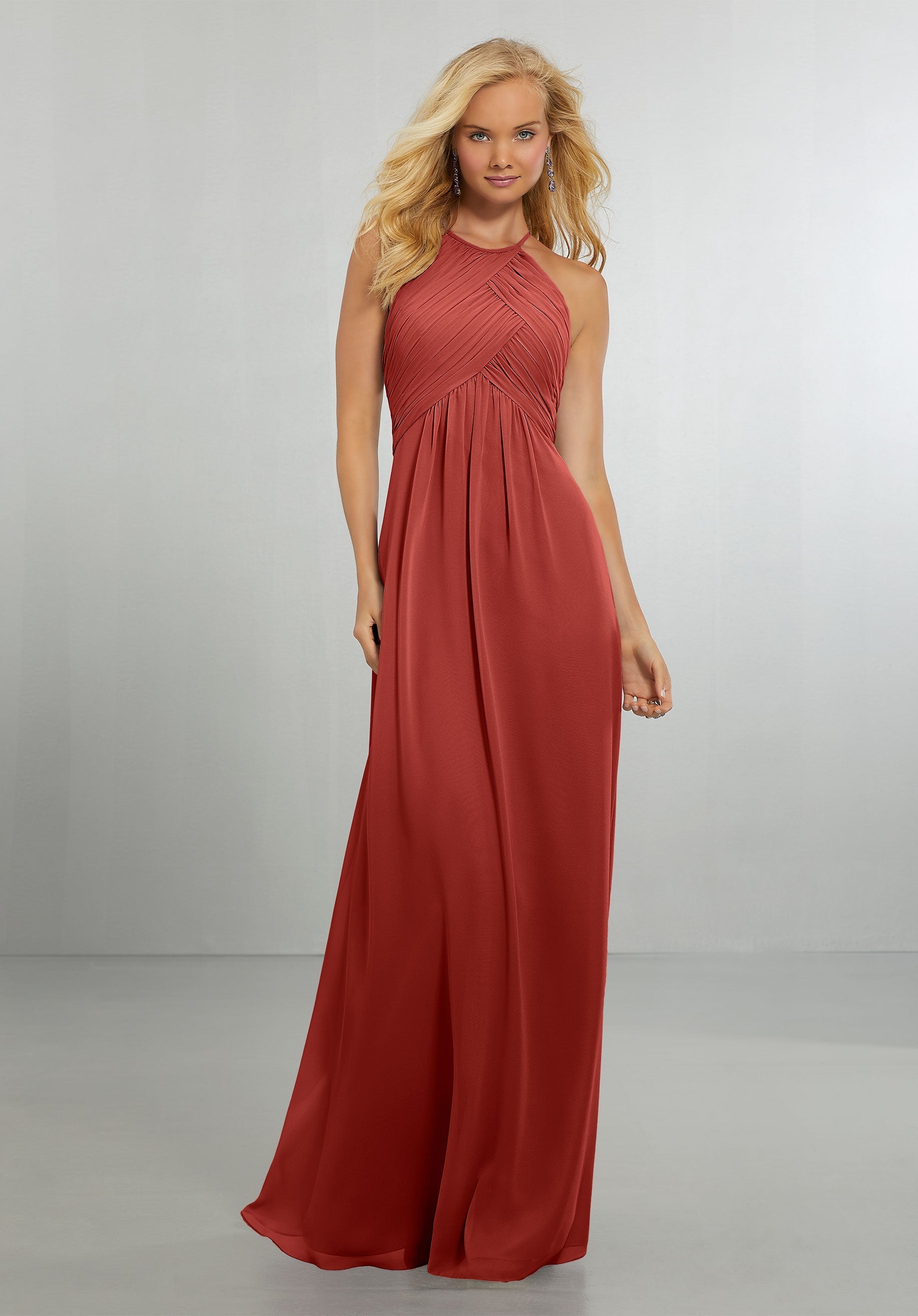 Formal Dresses Long Evening Formal Pleated Dress MGNY Madeline Gardner New York 21570 Terracotta
