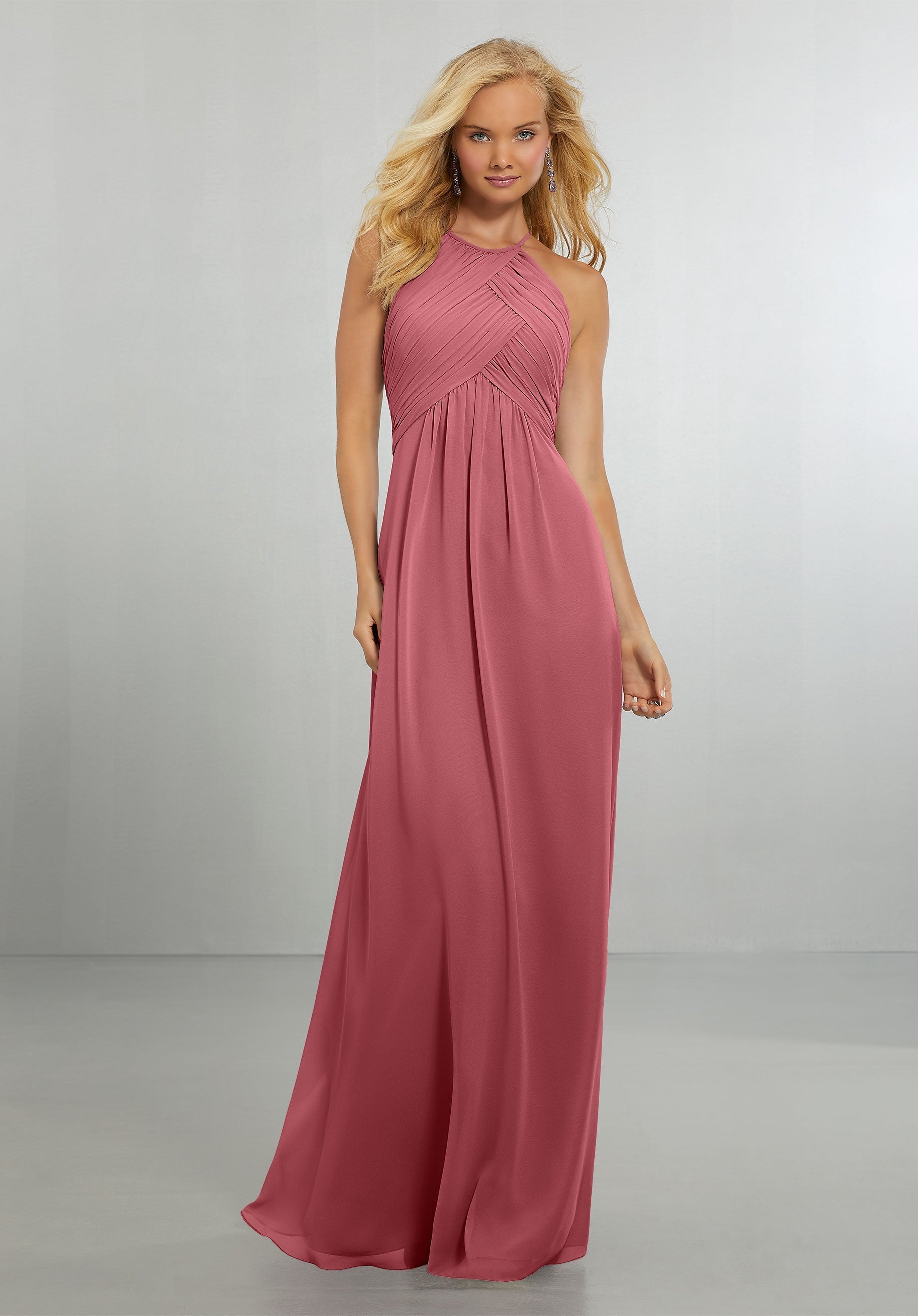Formal Dresses Long Evening Formal Pleated Dress MGNY Madeline Gardner New York 21570 Rosewood