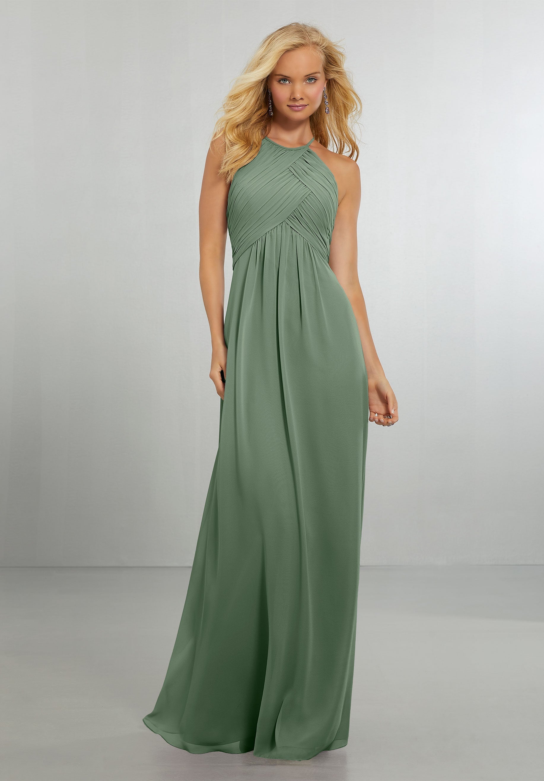 Formal Dresses Pleated Long Evening Formal Dress MGNY Madeline Gardner New York 21570 Moss
