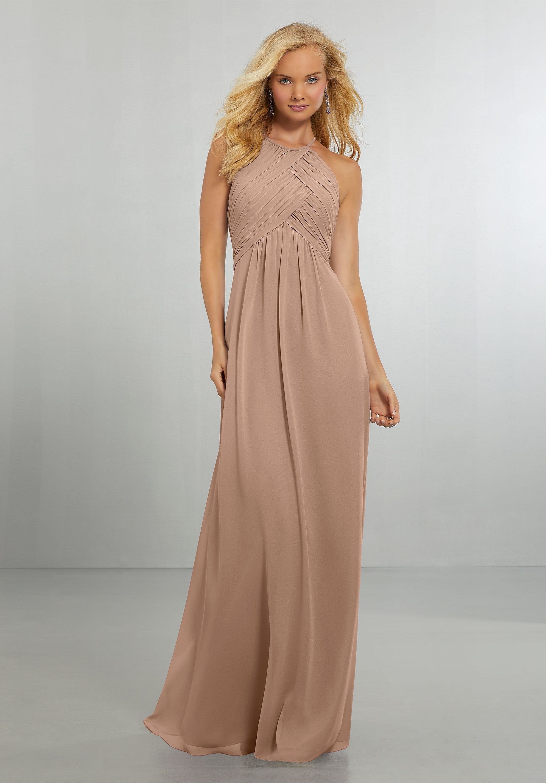 Formal Dresses Pleated Long Evening Formal Dress MGNY Madeline Gardner New York 21570 Latte