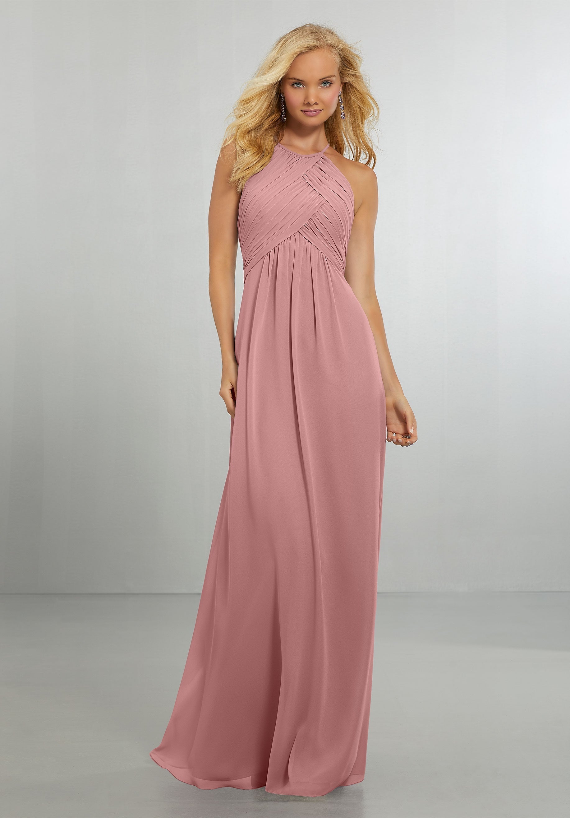 Formal Dresses Pleated Long Evening Formal Dress MGNY Madeline Gardner New York 21570 Desert Rose