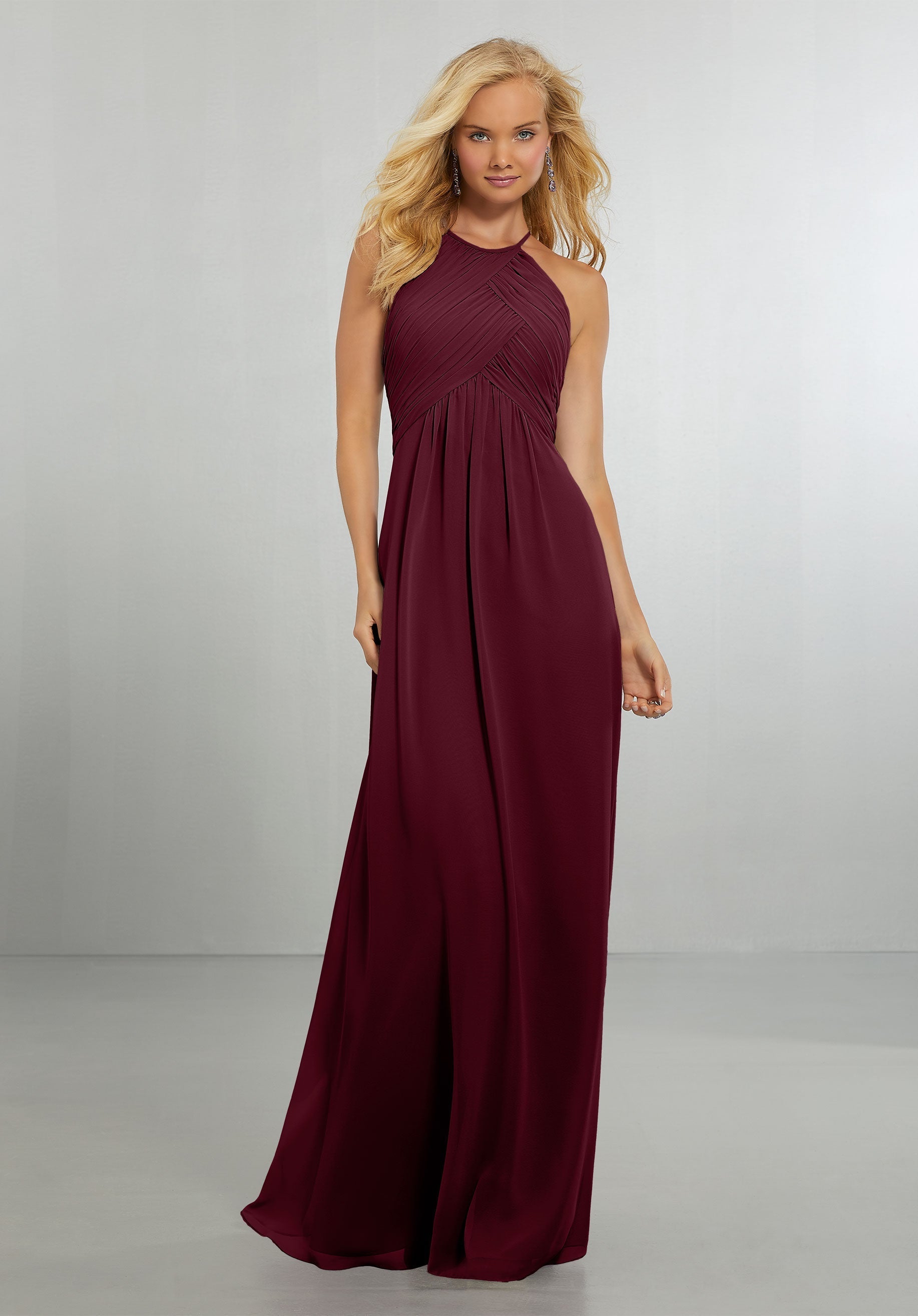 Formal Dresses Pleated Long Evening Formal Dress MGNY Madeline Gardner New York 21570 Bordeaux