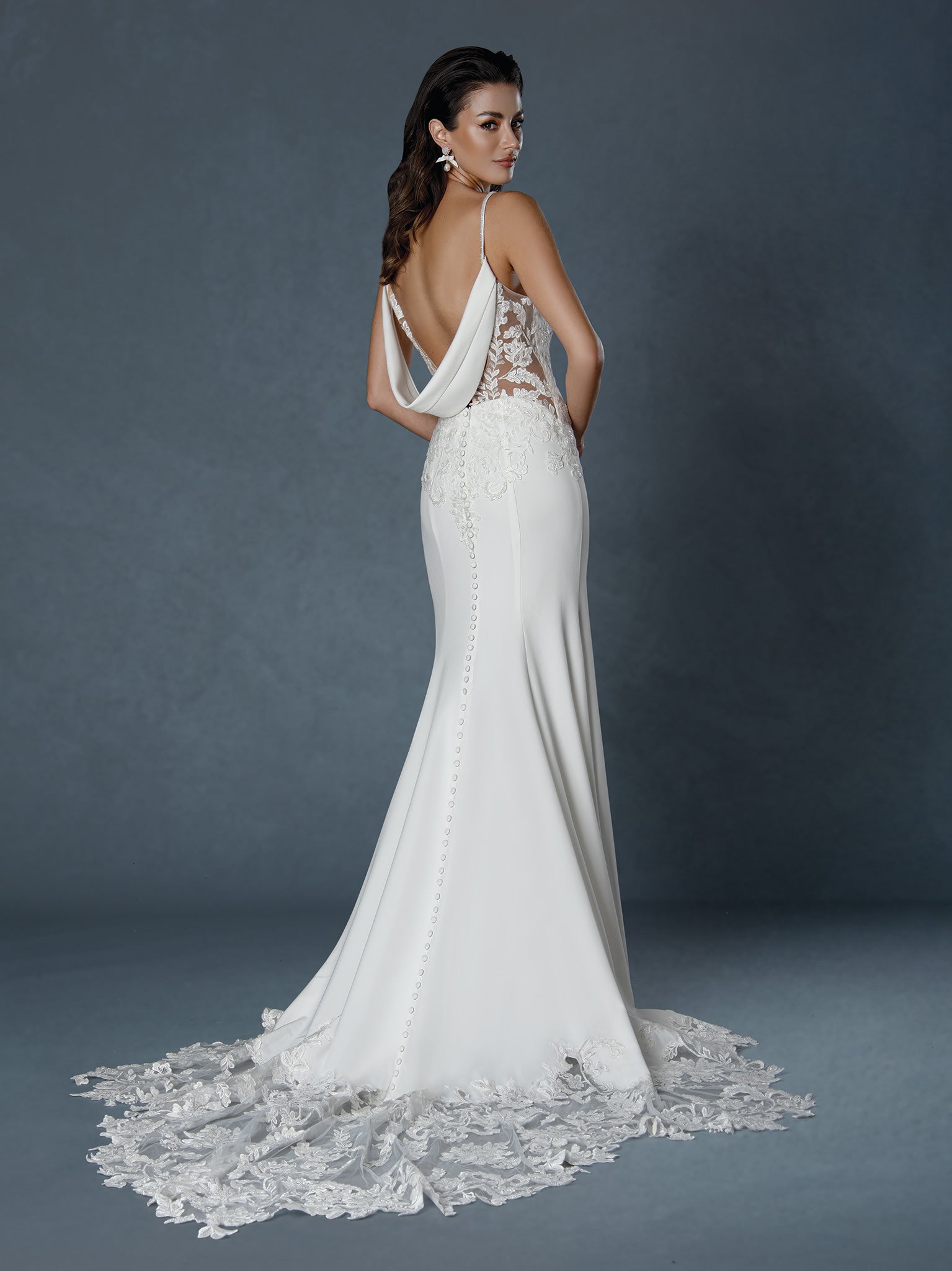 Wedding Dresses Fitted Lace Long Bridal Wedding Dress Stella Couture 25533 Off White