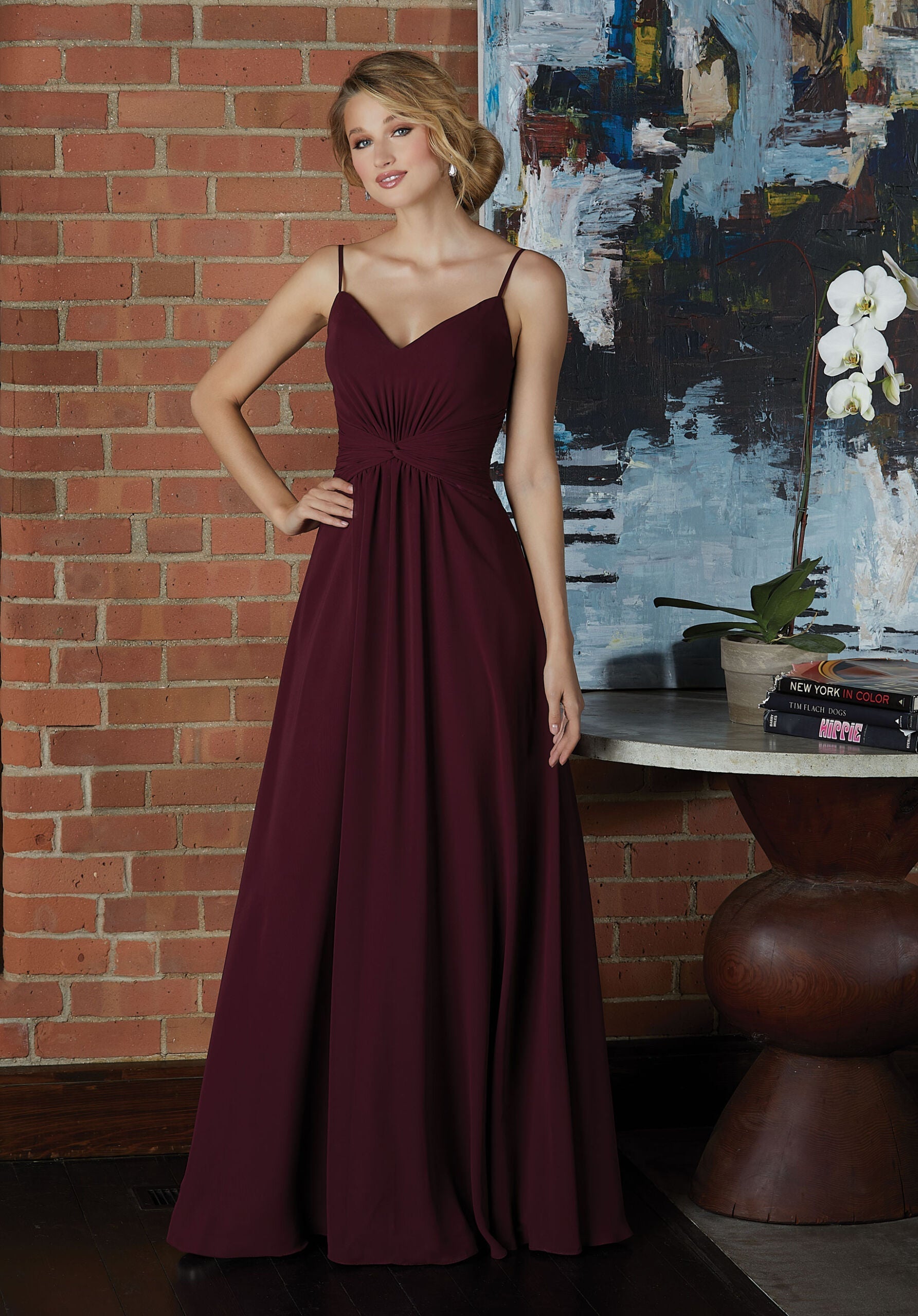 Formal Dresses A Line Formal Long Evening Dress MGNY Madeline Gardner New York 21592 Bordeaux