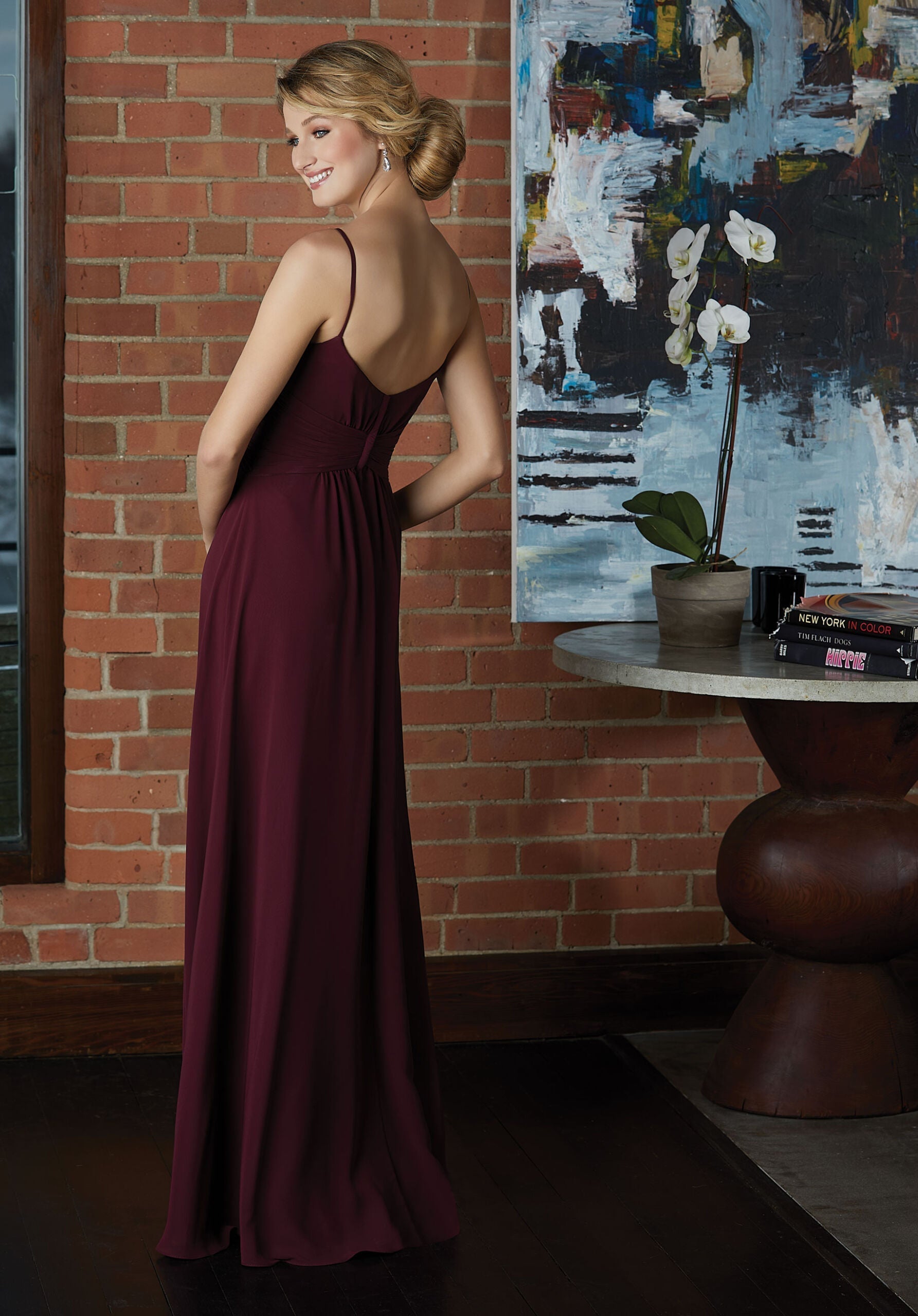 Formal Dresses A Line Formal Long Evening Dress MGNY Madeline Gardner New York 21592 Bordeaux