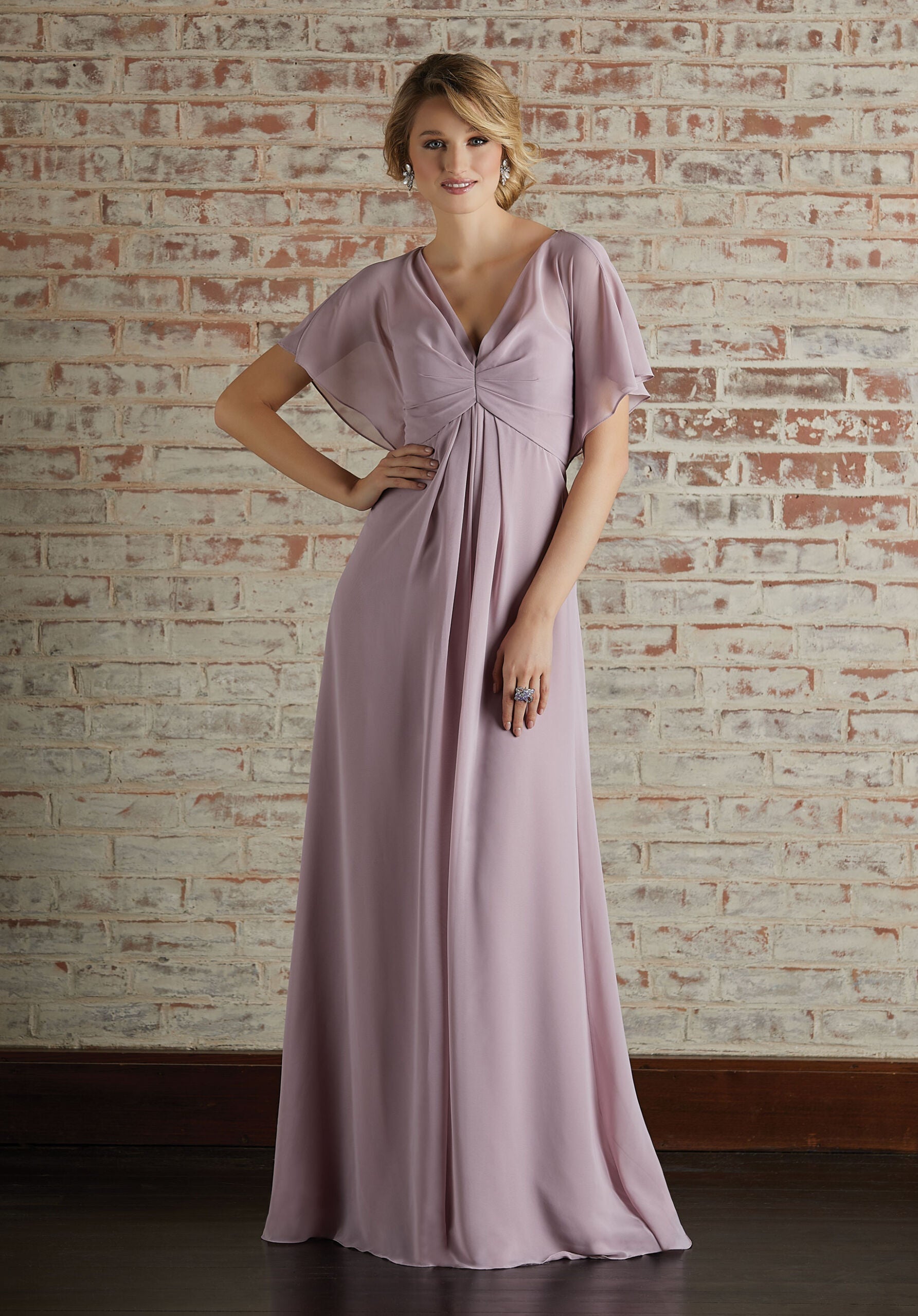 Mother of the Bride Dresses Cape Long Formal Mother of the Bride Dress Desert Rose-Chiffon-21594-Cape