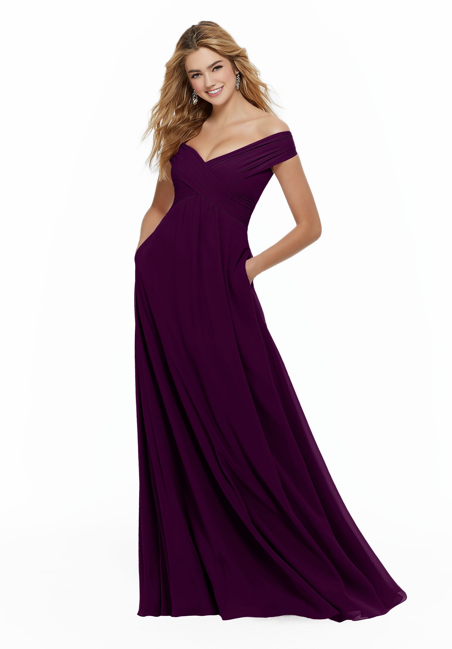 Formal Dresses A Line Formal Long Evening Dress MGNY Madeline Gardner New York 21646 Eggplant