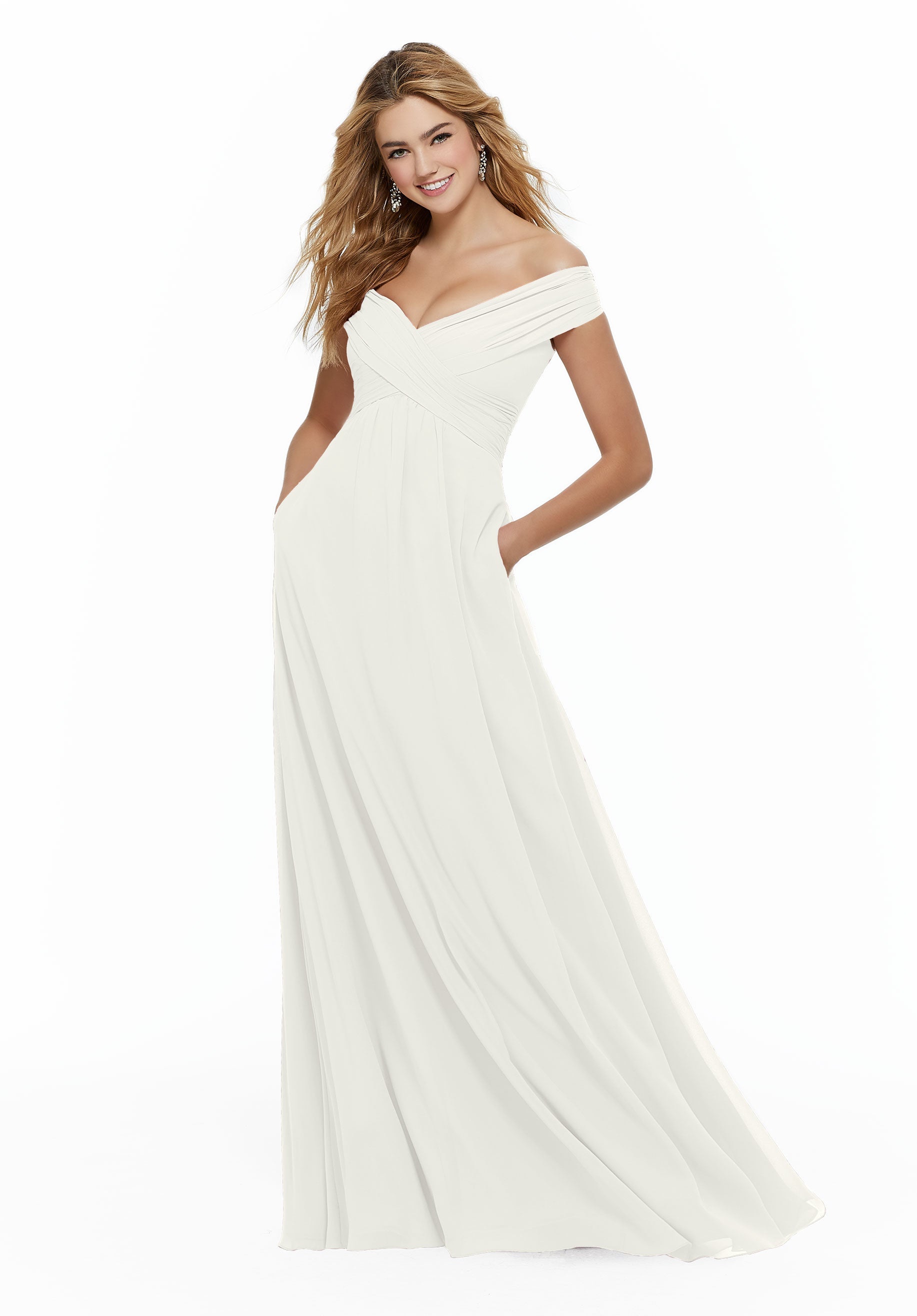Wedding Dresses Bridal Long A Line Wedding Dress MGNY Madeline Gardner New York 21646 Ivory