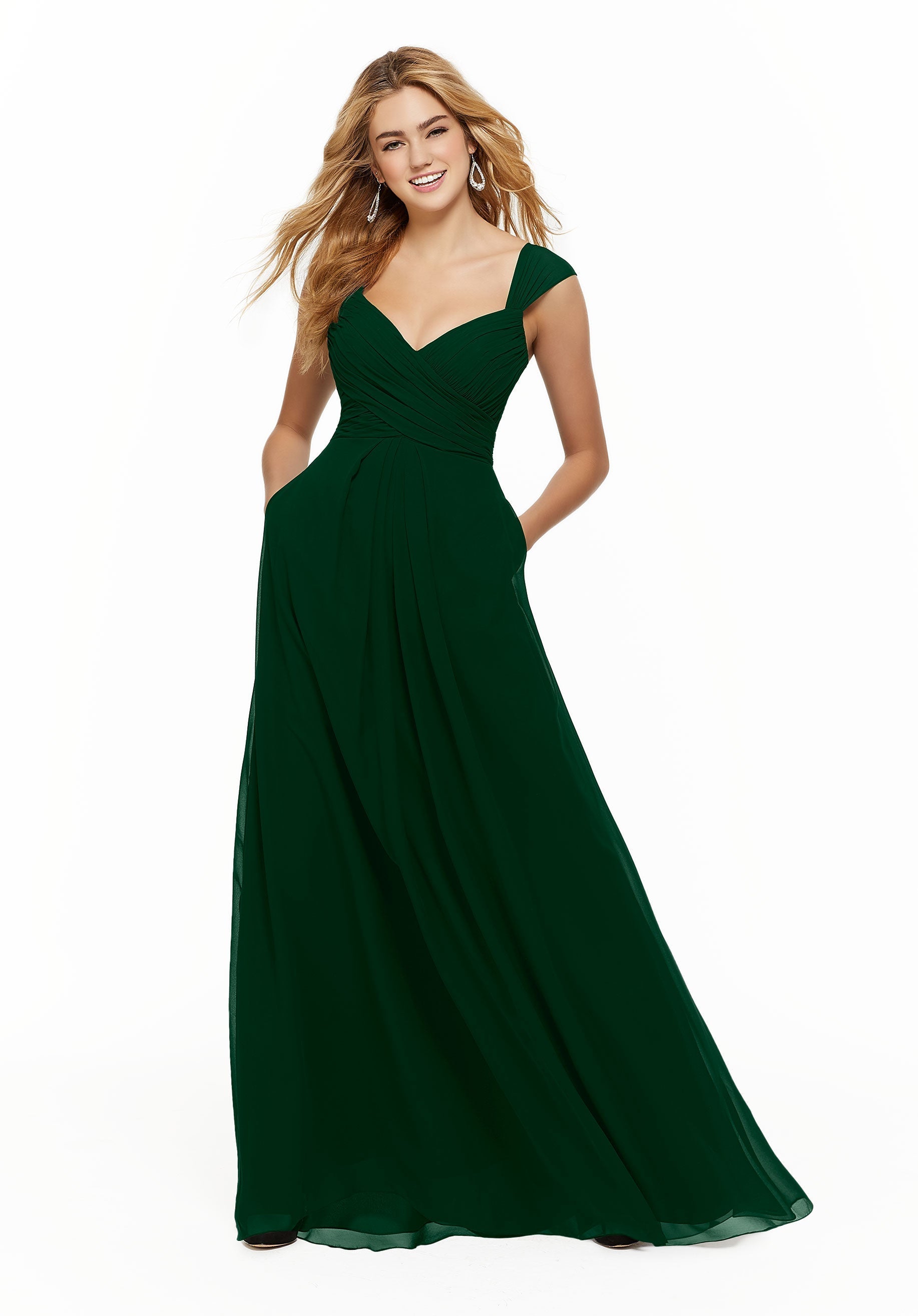 Formal Dresses Long Formal A Line Dress MGNY Madeline Gardner New York 21647 Emerald