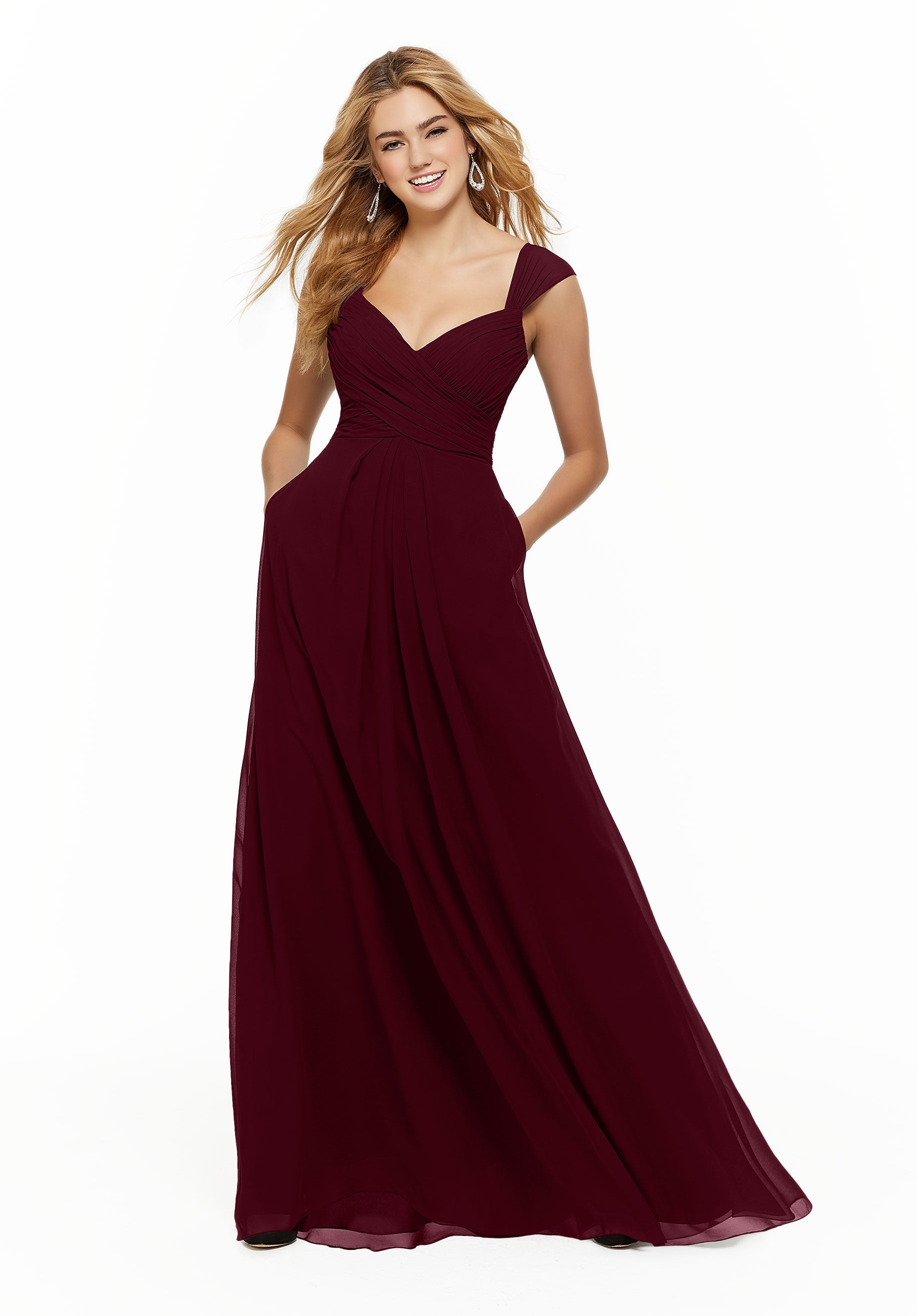 Formal Dresses Long Formal A Line Dress MGNY Madeline Gardner New York 21647 Bordeaux
