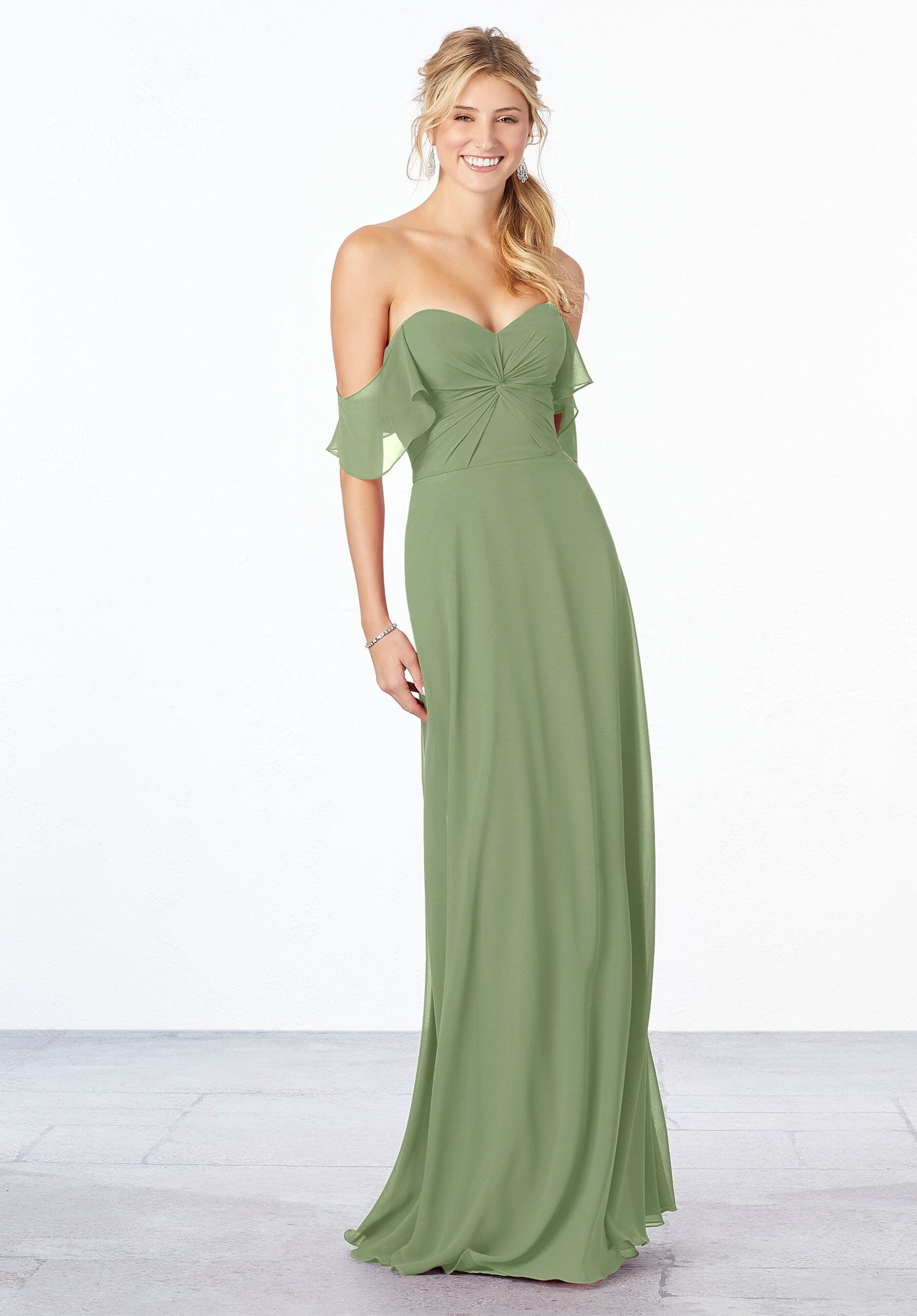 Formal Dresses A Line Formal Evening Long Dress MGNY Madeline Gardner New York 21651 Sage