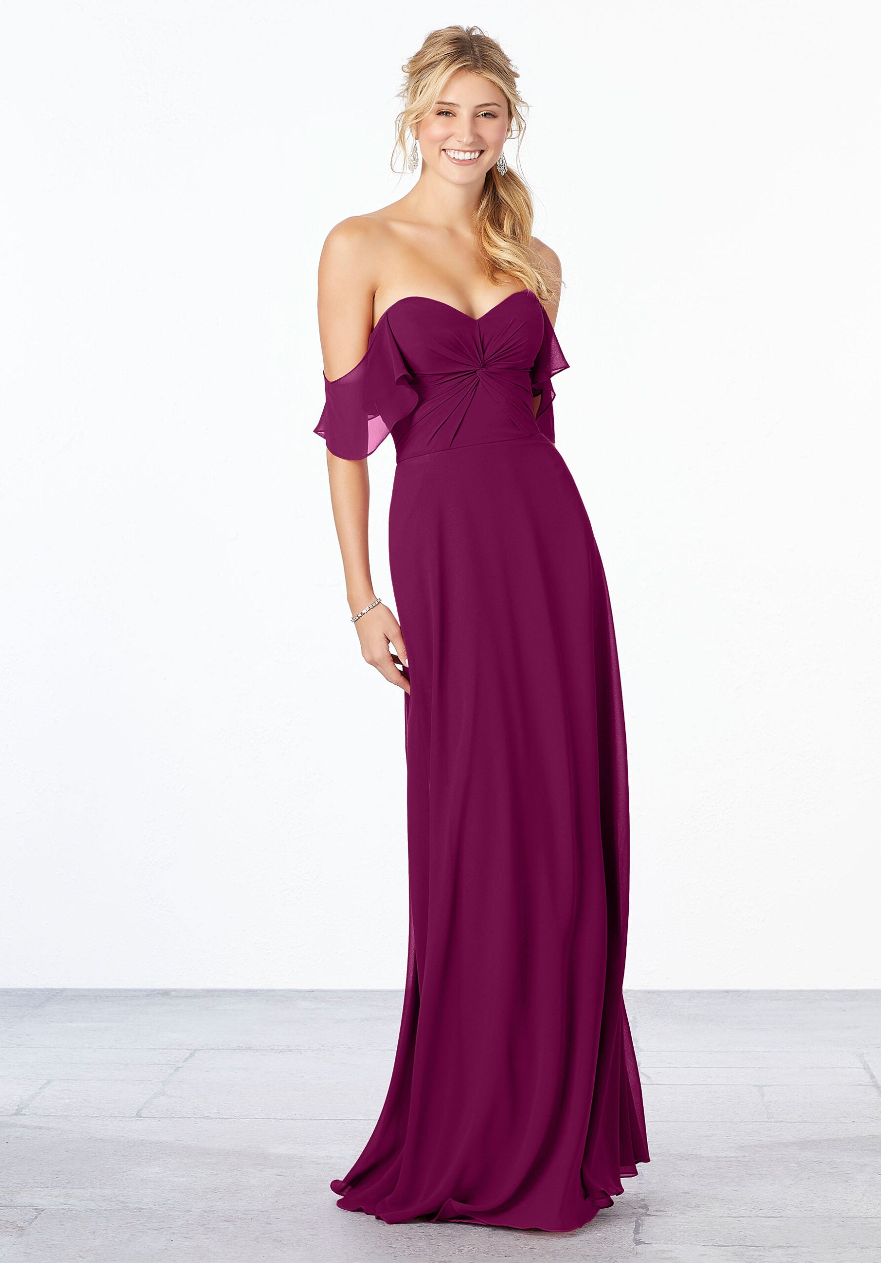 Formal Dresses Ruffle A Line Formal Evening Long Dress MGNY Madeline Gardner New York 21651 Mulberry