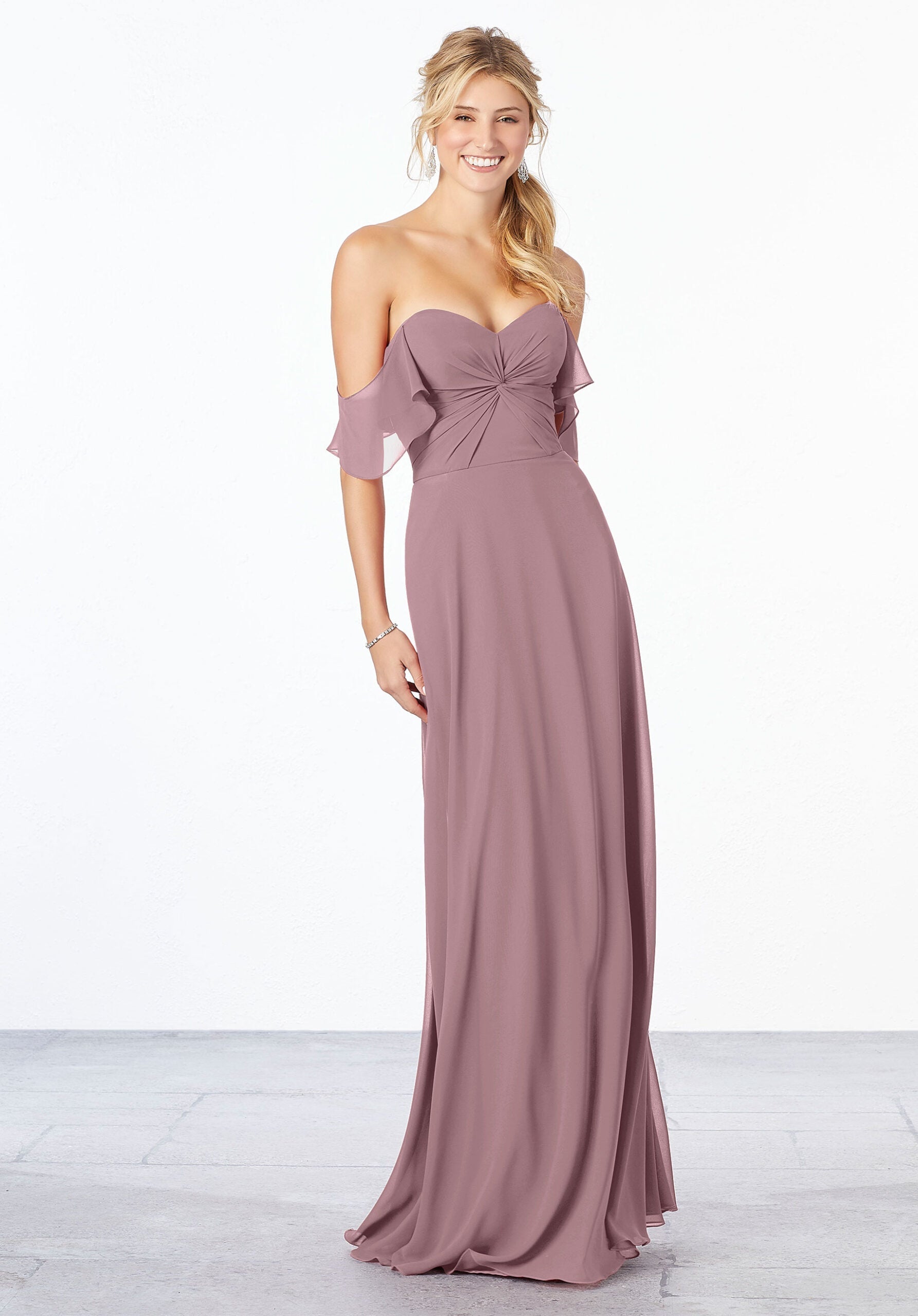 Formal Dresses A Line Formal Long Evening Ruffle Dress MGNY Madeline Gardner New York 21651 French Lilac