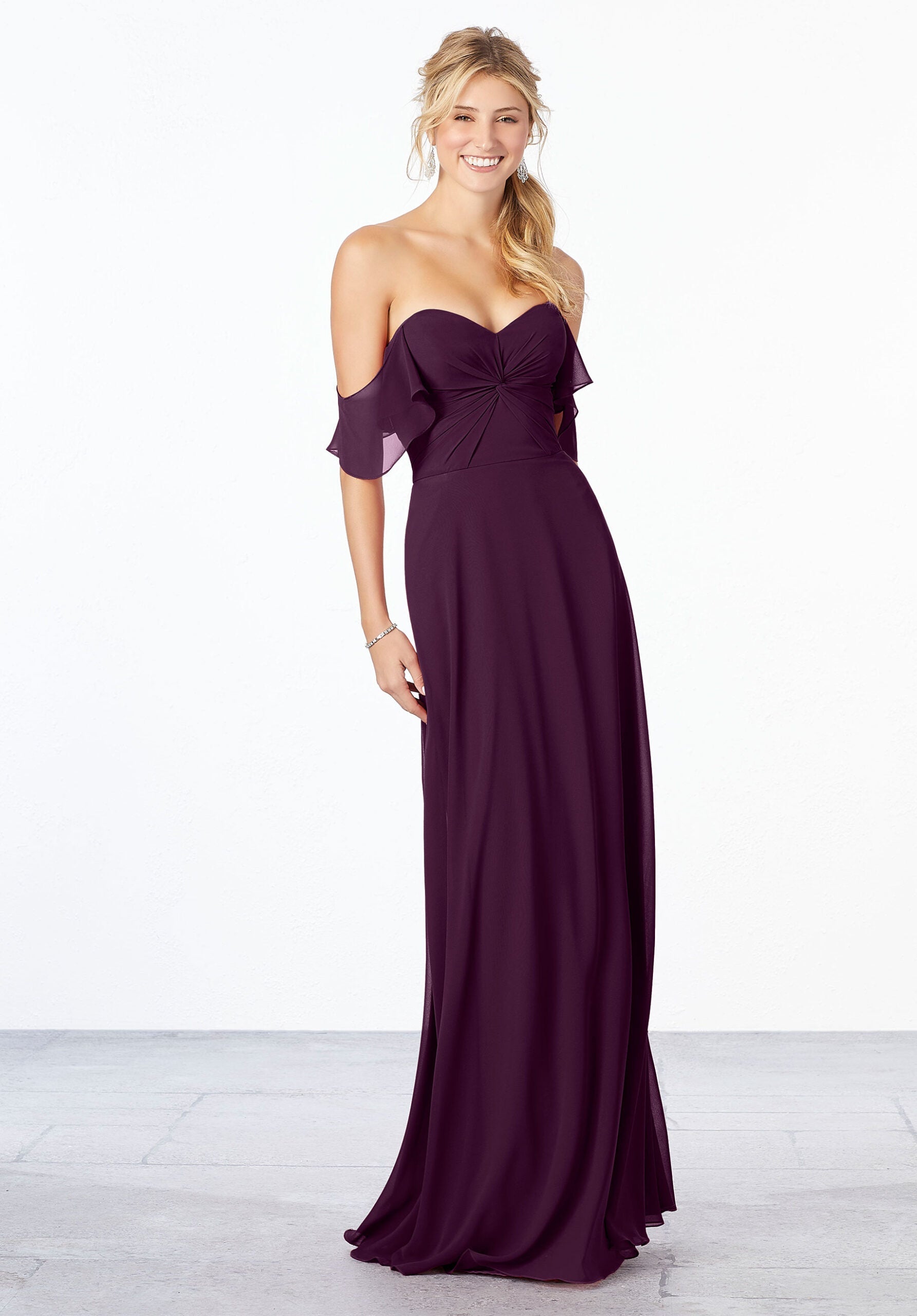 Formal Dresses A Line Long Evening Formal Dress MGNY Madeline Gardner New York 21651 Eggplant