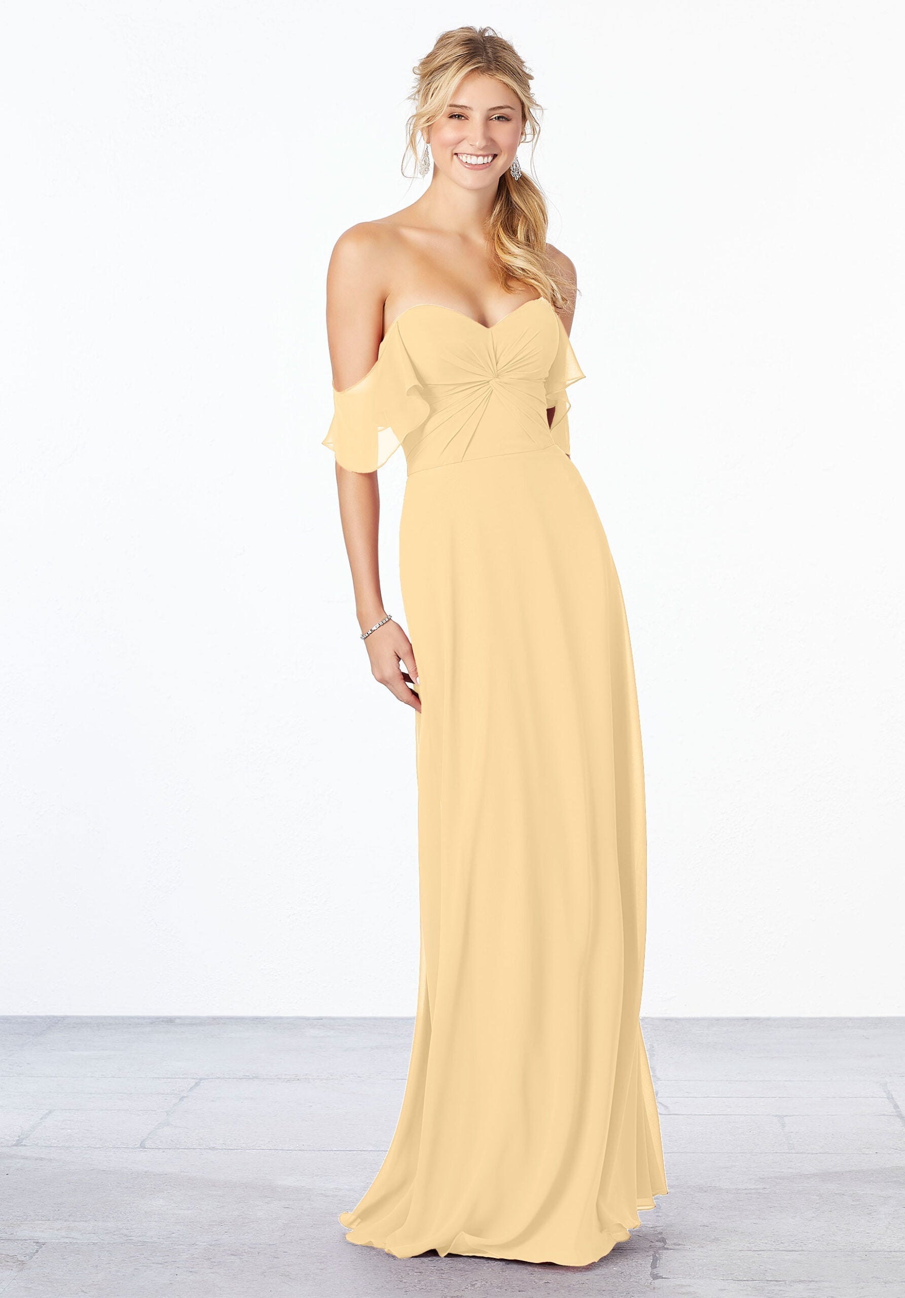 Formal Dresses Formal Ruffle Evening Long A Line Dress MGNY Madeline Gardner New York 21651 Buttercup