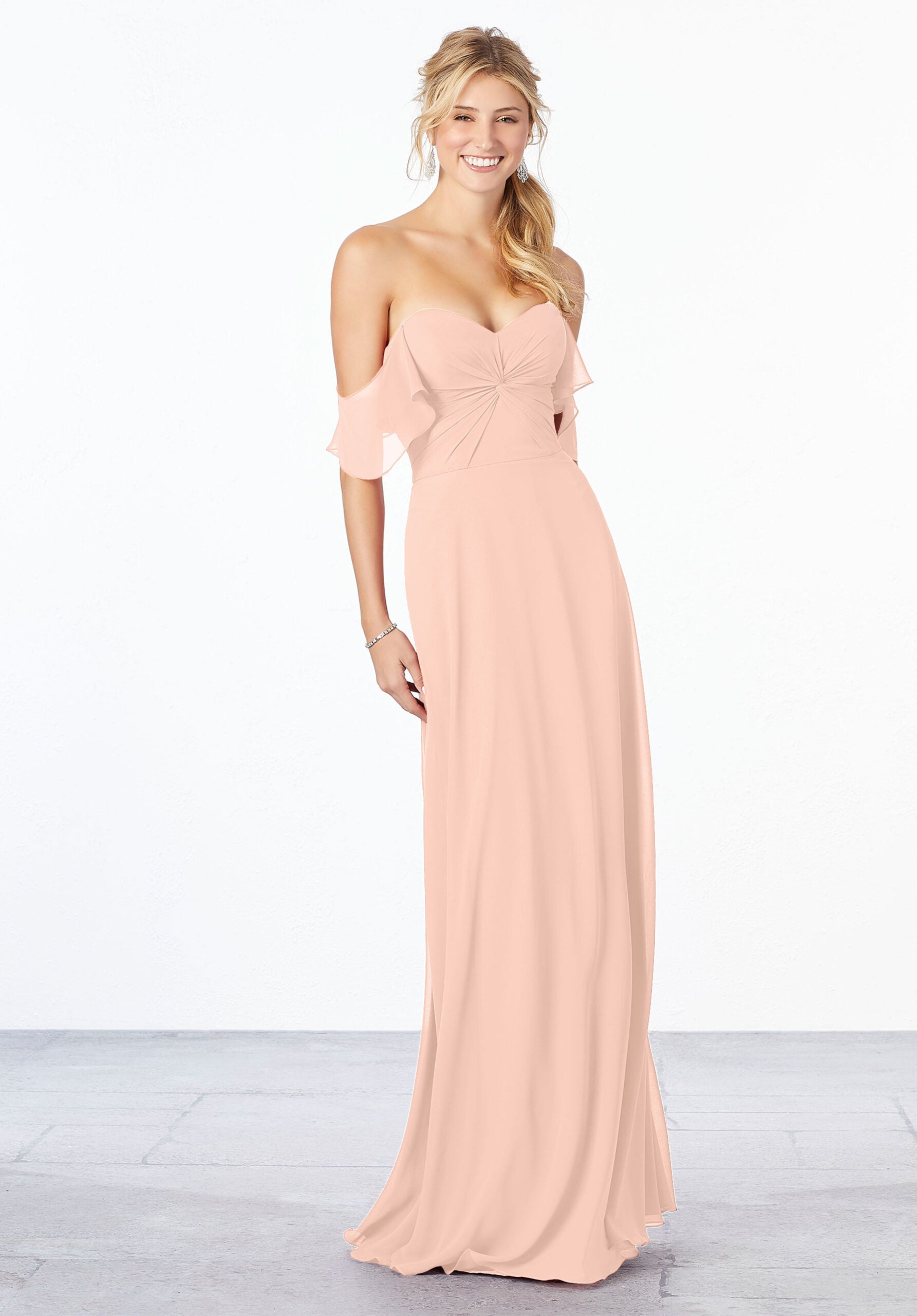 Formal Dresses Formal Ruffle Evening Long A Line Dress MGNY Madeline Gardner New York 21651 Blush