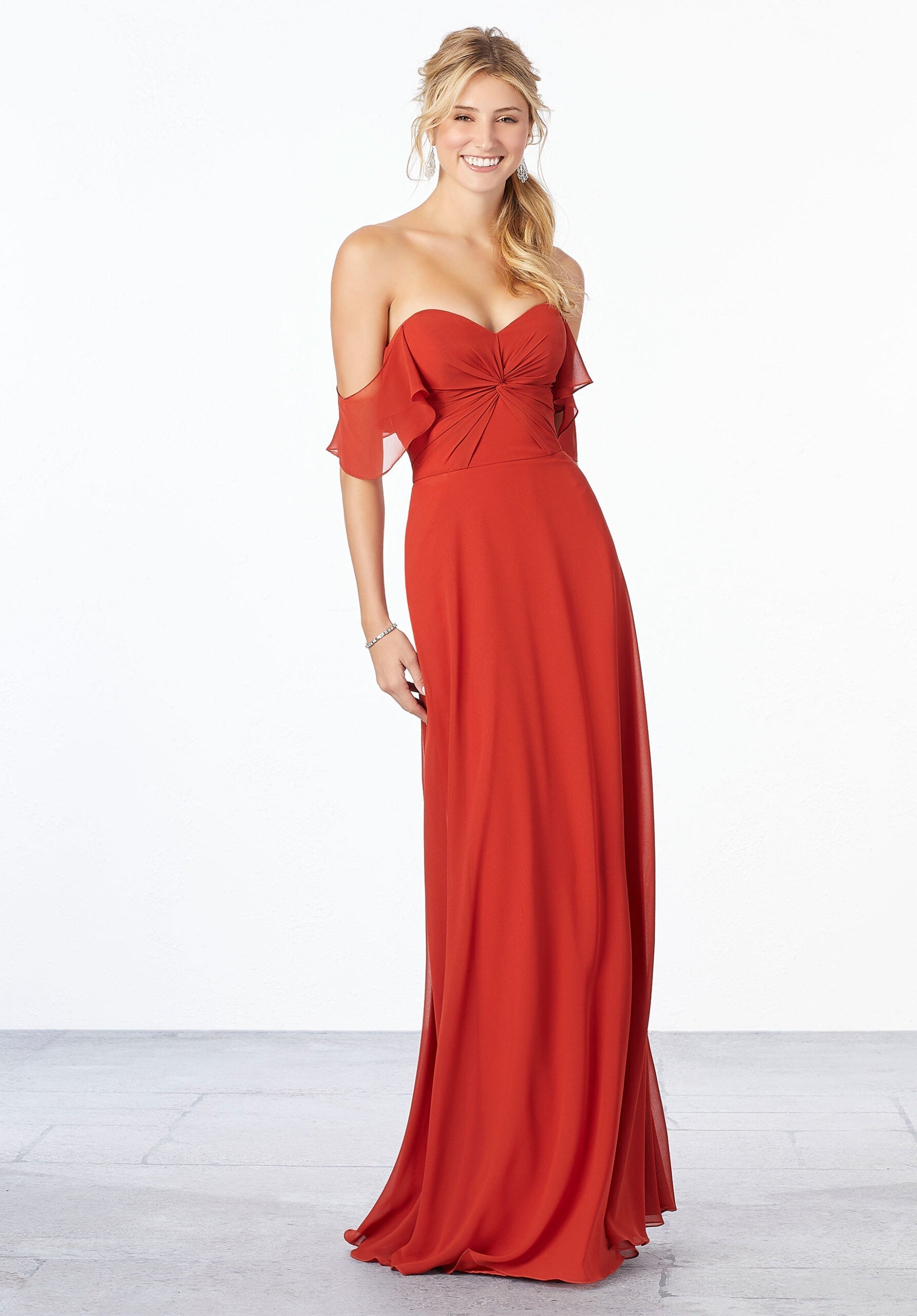 Formal Dresses A Line Long Formal Evening Dress MGNY Madeline Gardner New York 21651 Cinnamon