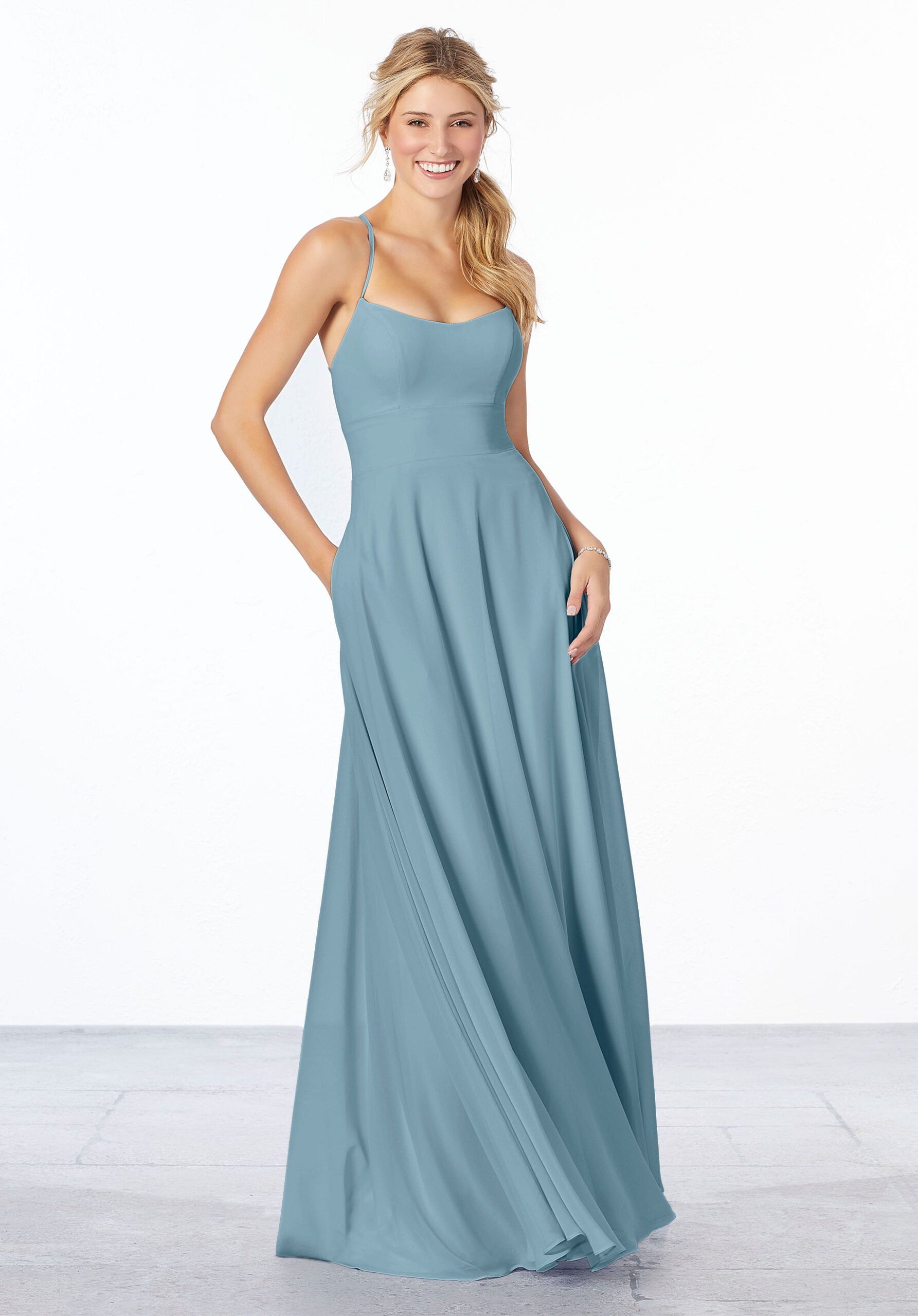 Formal Dresses Evening Formal A Line Long Dress MGNY Madeline Gardner New York 21655 Slate