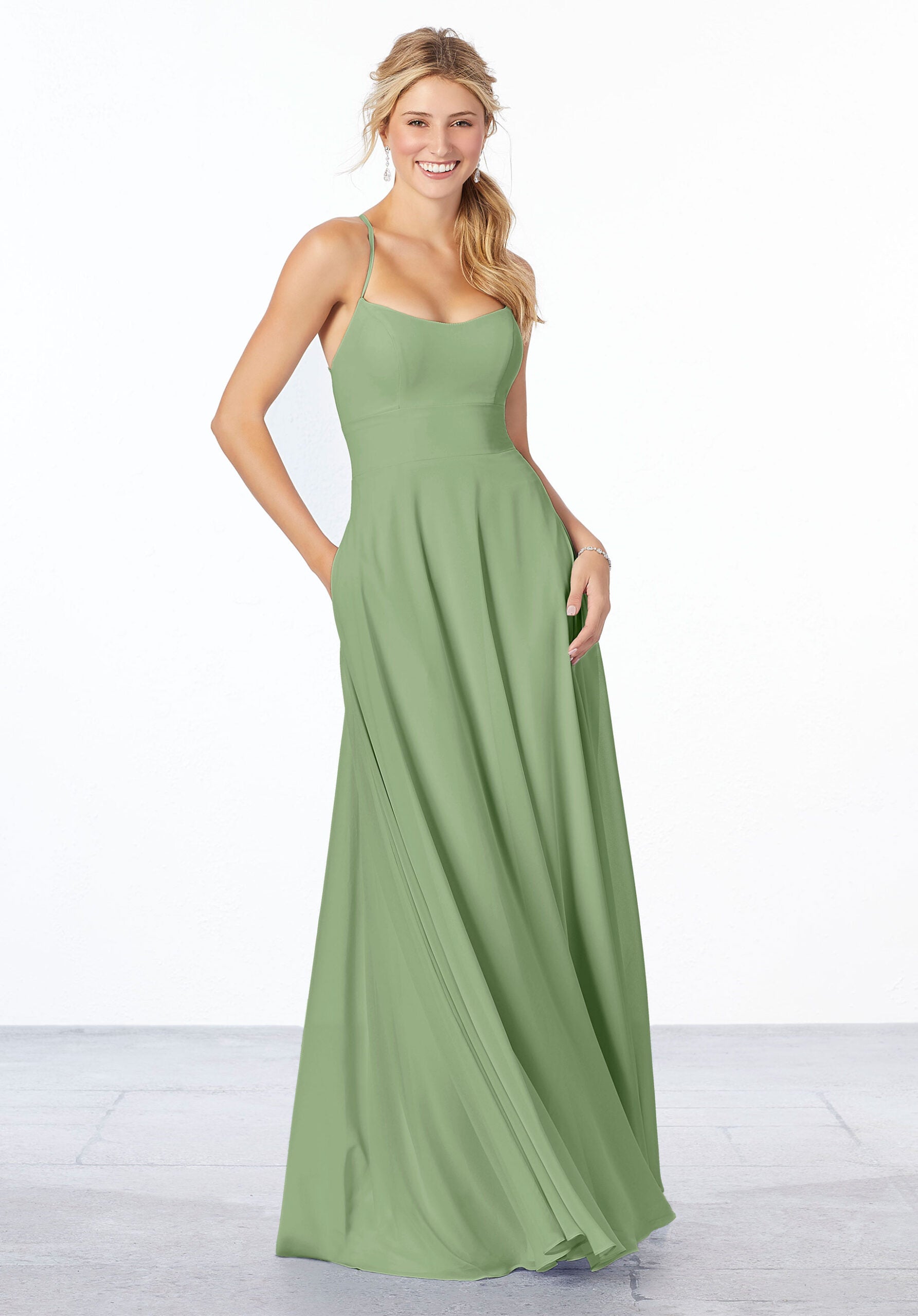 Formal Dresses Evening Formal A Line Long Dress MGNY Madeline Gardner New York 21655 Sage