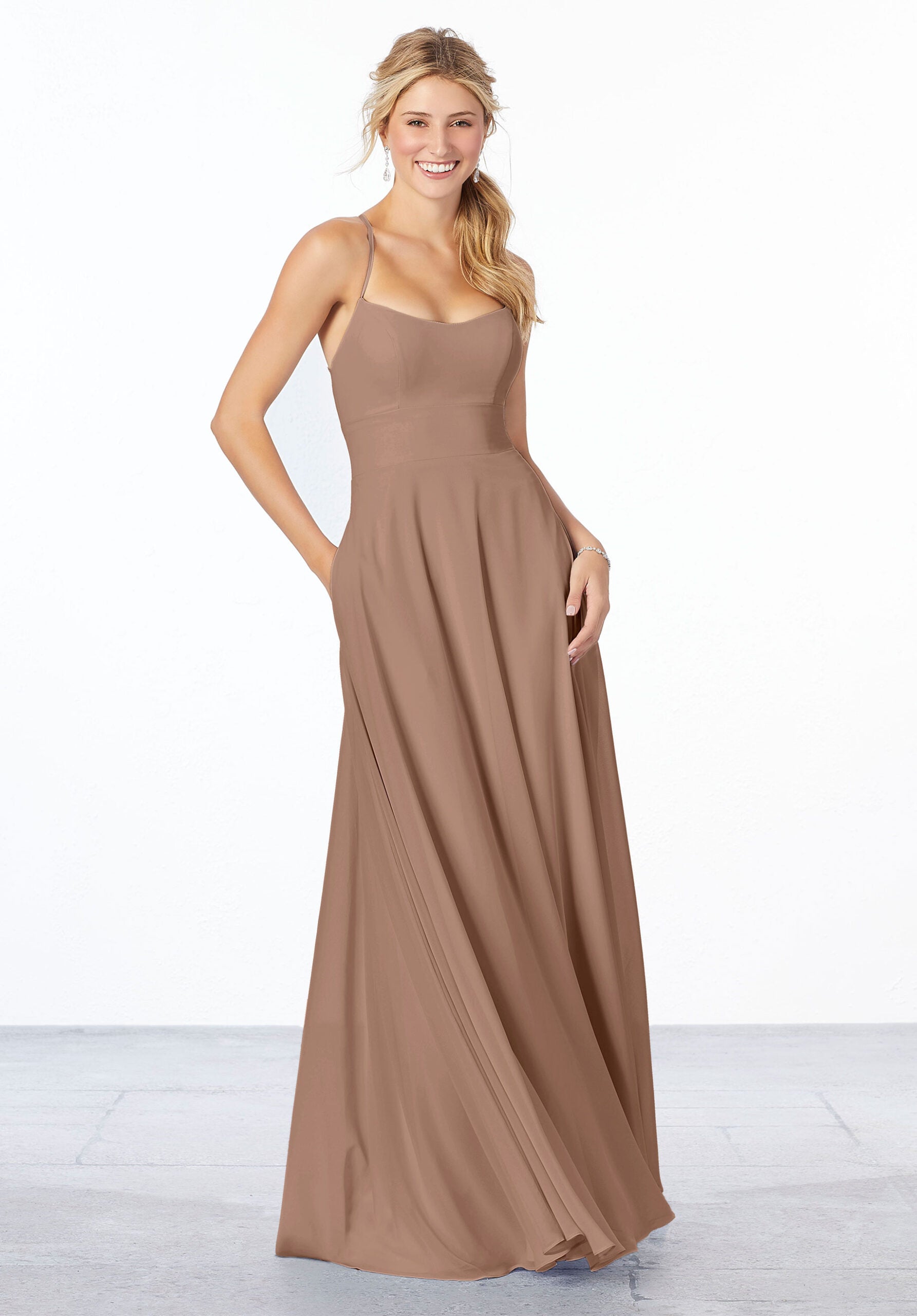 Formal Dresses Evening Long Formal A Line Dress MGNY Madeline Gardner New York 21655 Fawn