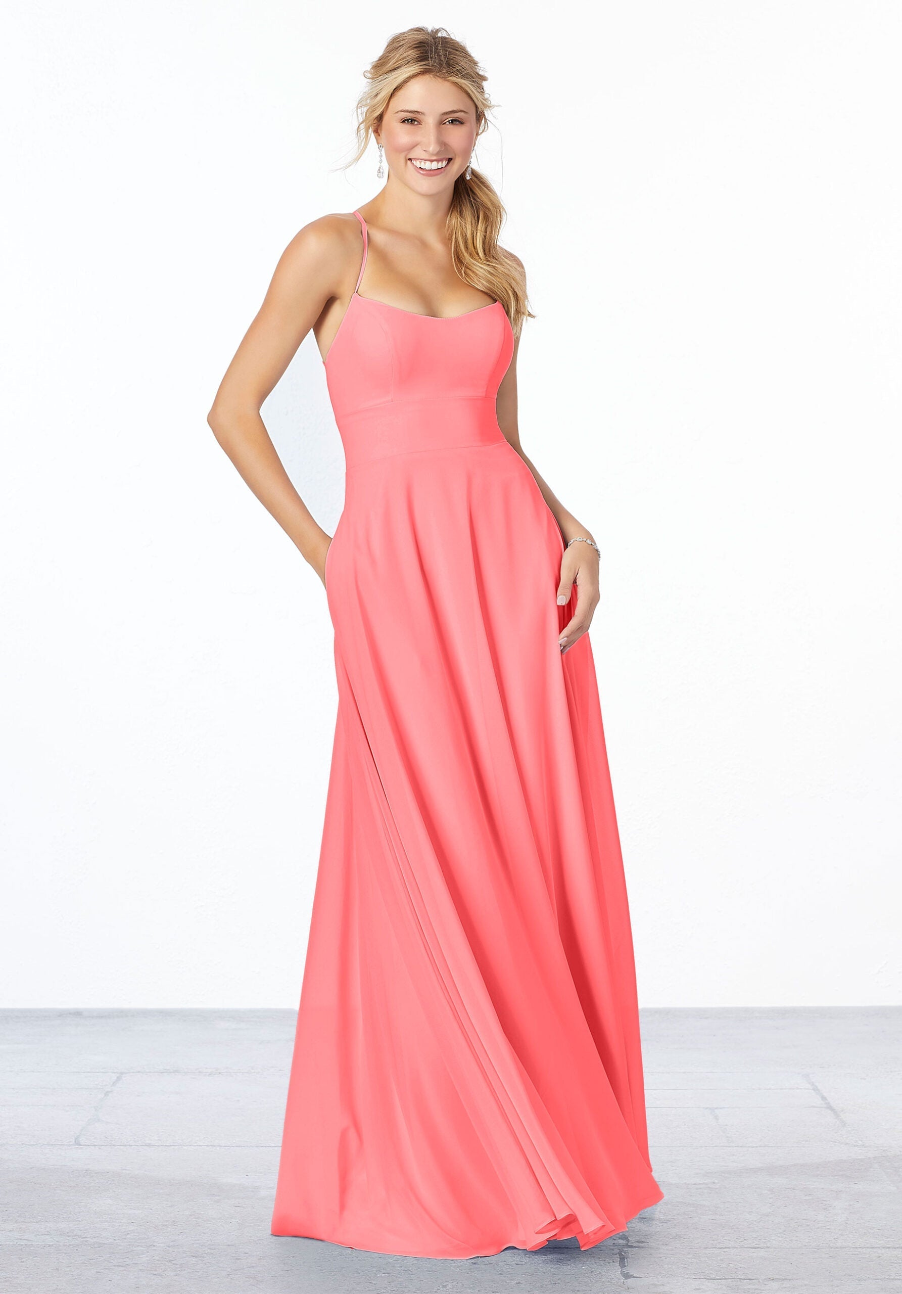 Formal Dresses Evening A Line Long Formal Dress MGNY Madeline Gardner New York 21655 Cantaloupe