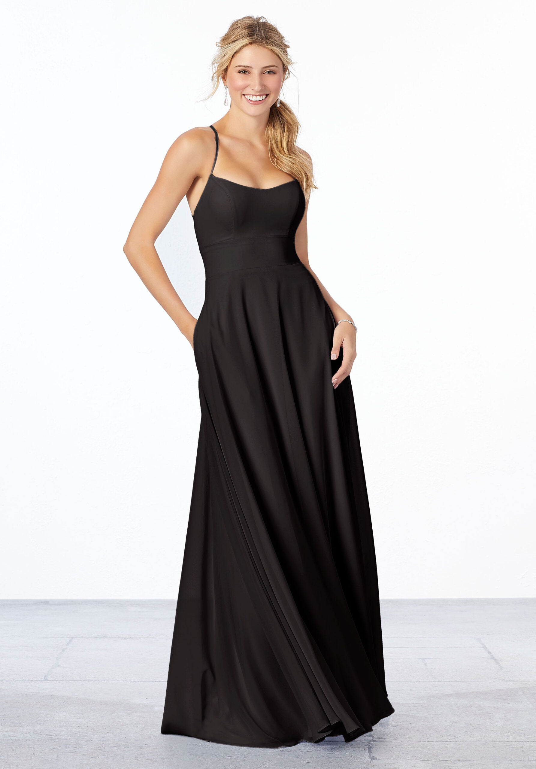 Formal Dresses A Line Evening Formal Long Dress MGNY Madeline Gardner New York 21655 Black