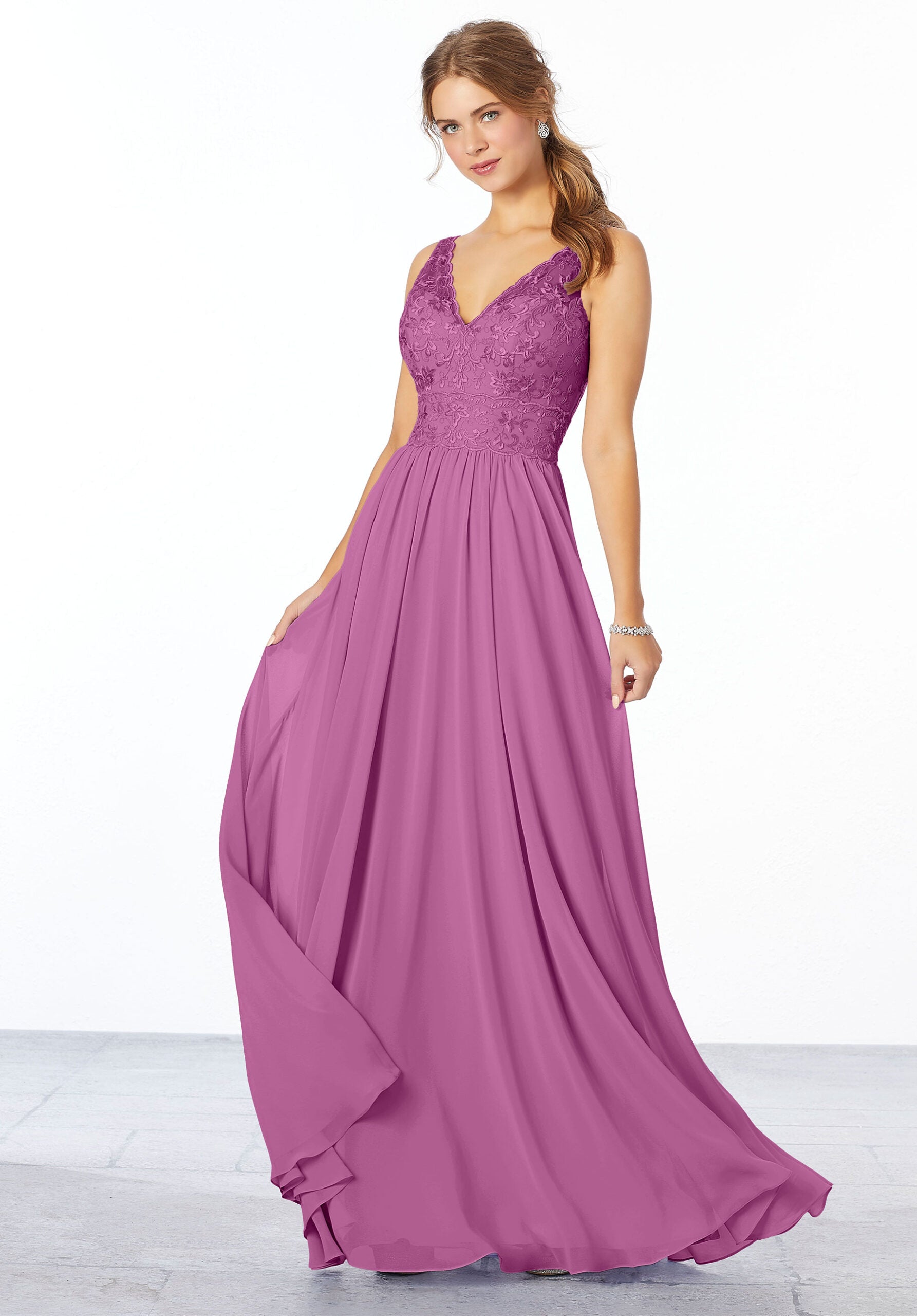 Formal Dresses Lace A Line Long Formal Dress MGNY Madeline Gardner New York 21656 Primrose