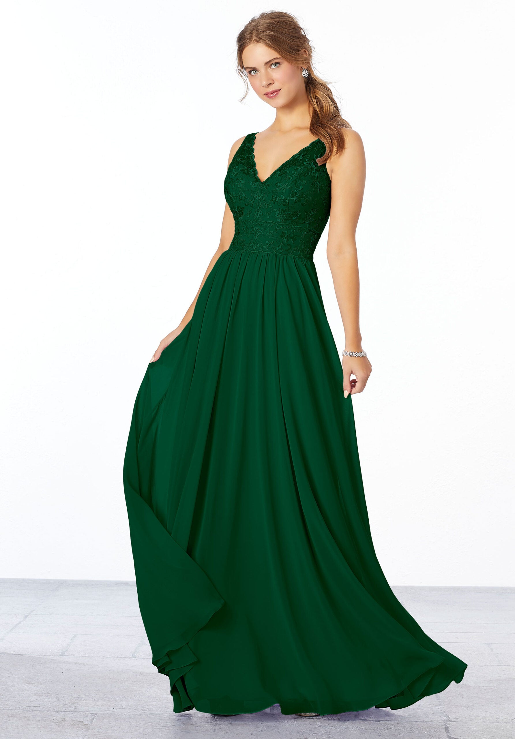 Formal Dresses A Line Formal Long Lace Dress MGNY Madeline Gardner New York 21656 Emerald
