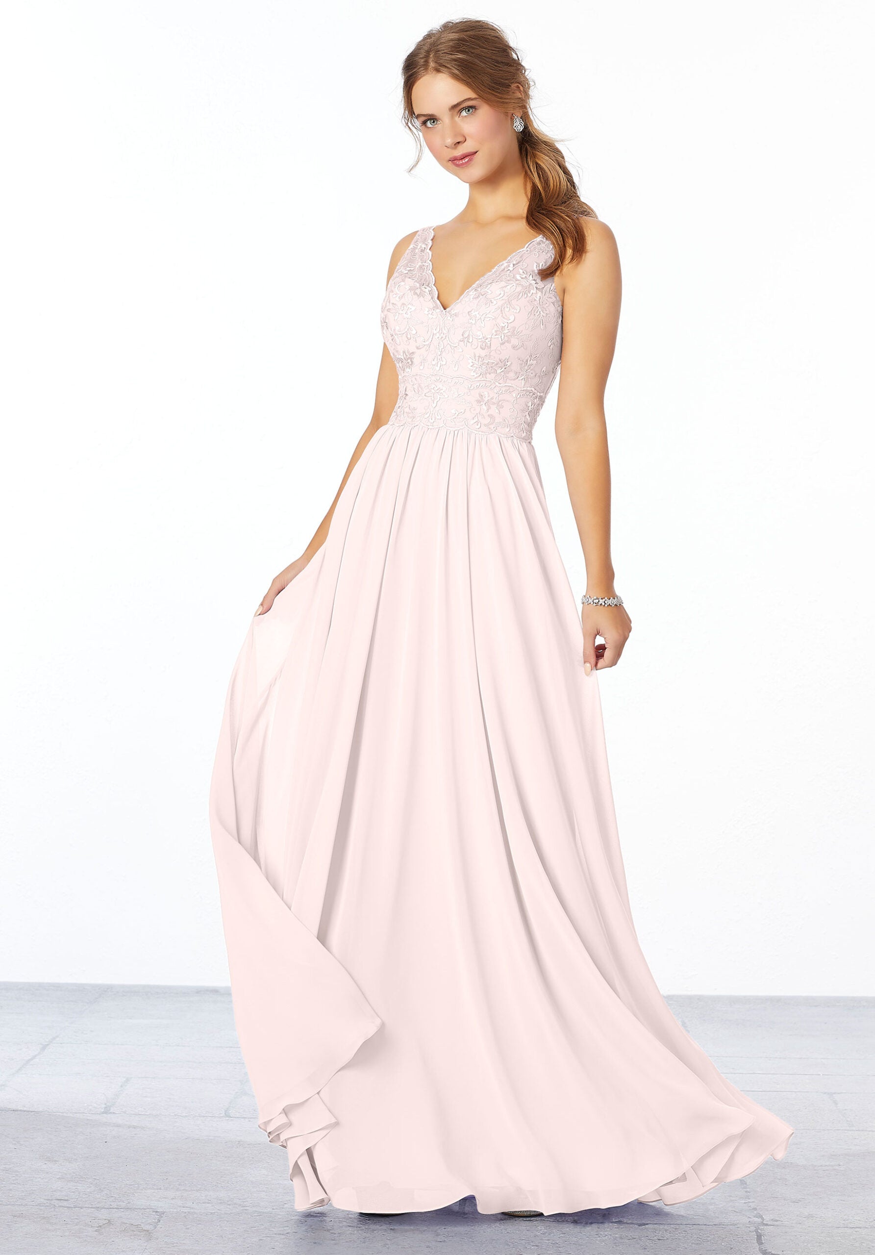 Formal Dresses Lace Long Formal A Line Dress MGNY Madeline Gardner New York 21656 Dew Drop