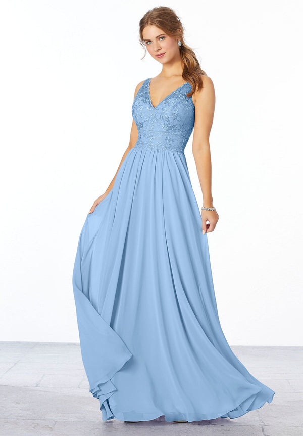 Lace Long Formal A Line Dress MGNY Madeline Gardner New York 21656
