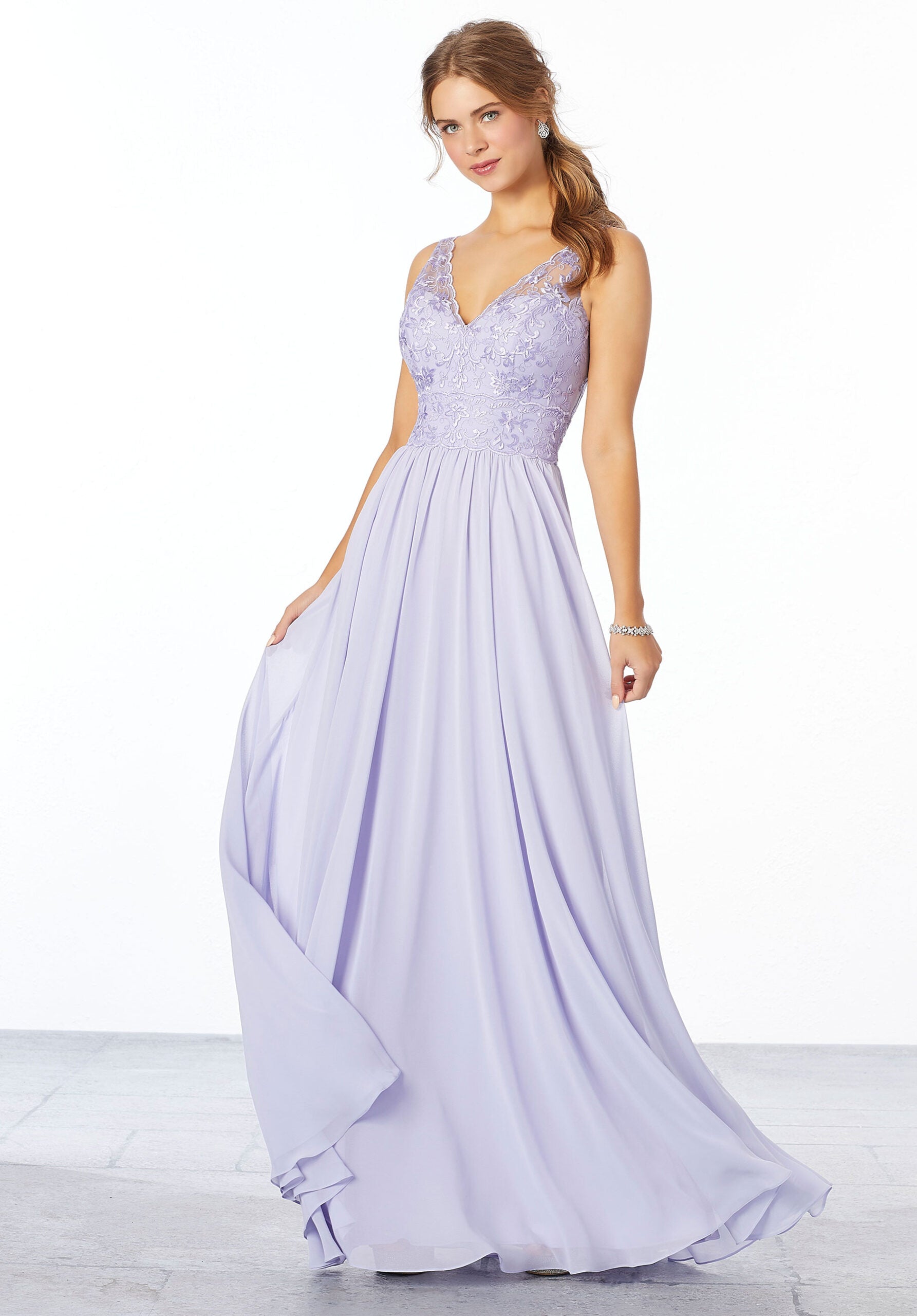 Formal Dresses Formal Lace Long A Line Dress MGNY Madeline Gardner New York 21656 Violet