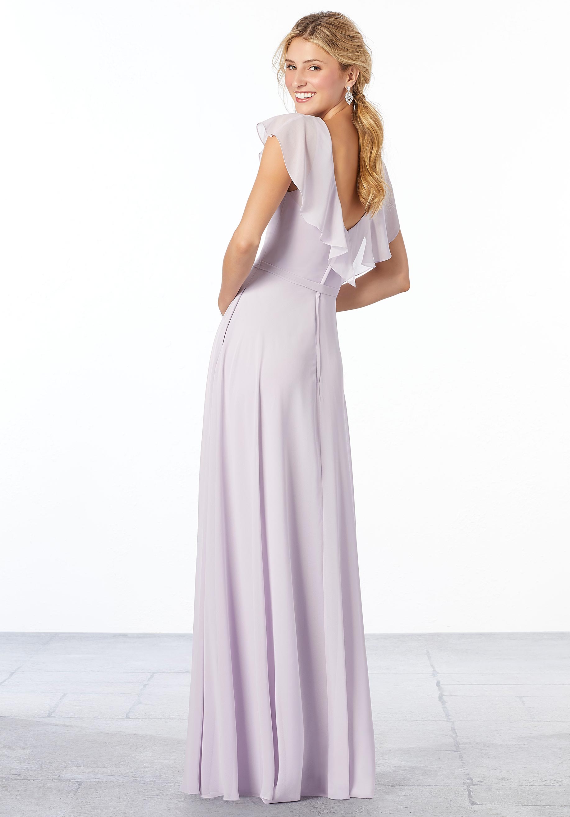 Formal Dresses Formal A Line Long Ruffle Evening Dress MGNY Madeline Gardner New York 21657 Wisteria