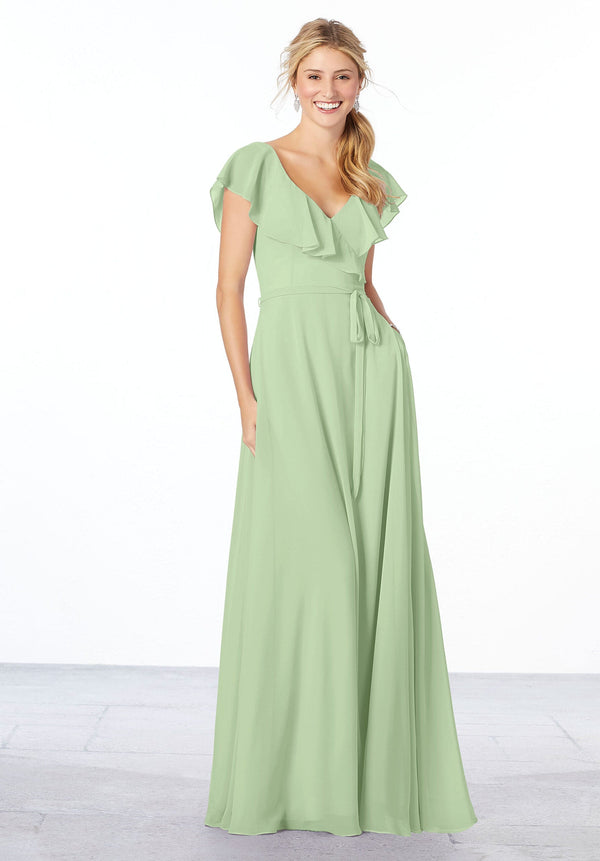 Long Evening Formal A Line Ruffle Dress MGNY Madeline Gardner New York 21657