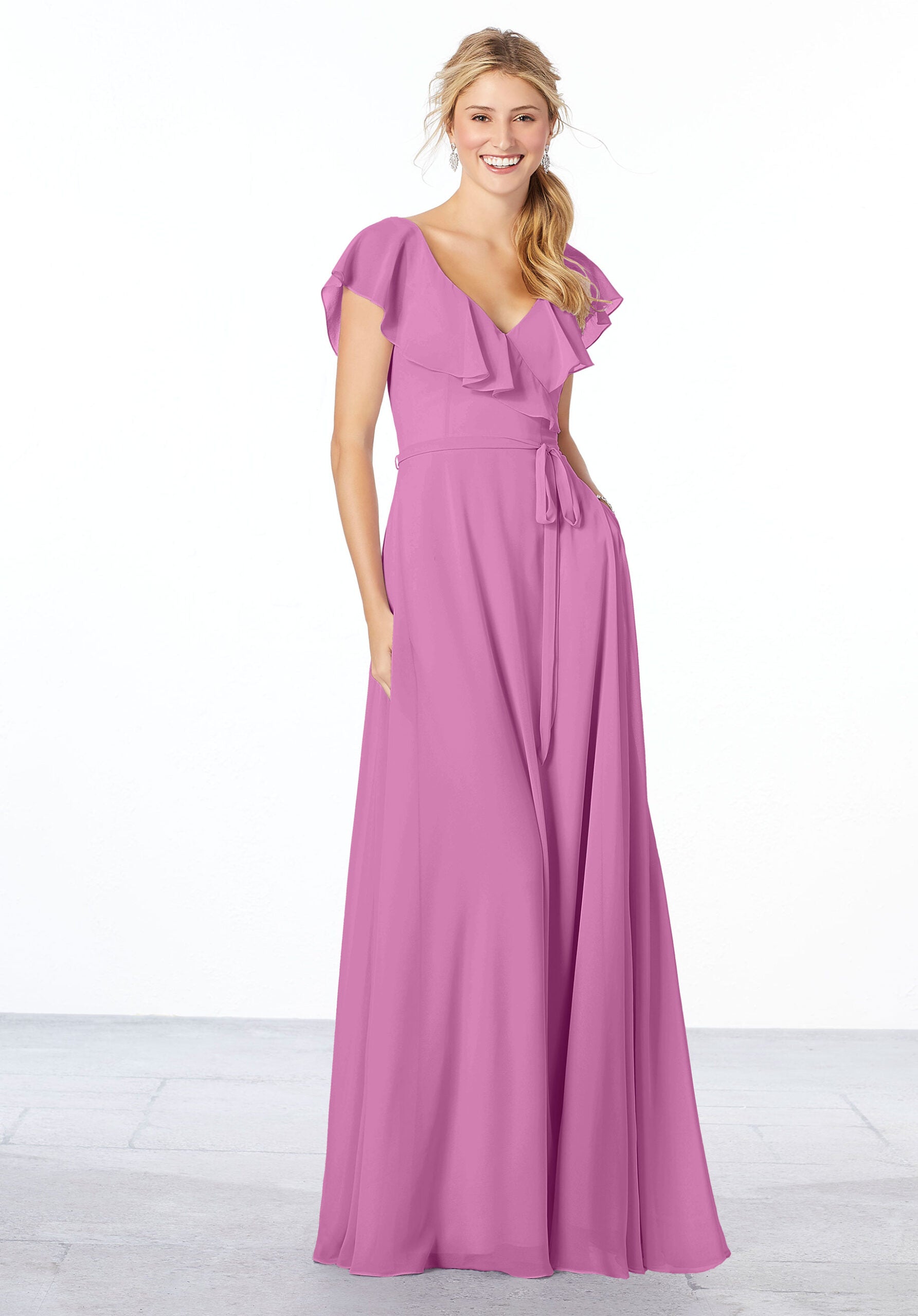 Formal Dresses Ruffle Long A Line Formal Evening Dress MGNY Madeline Gardner New York 21657 Primrose