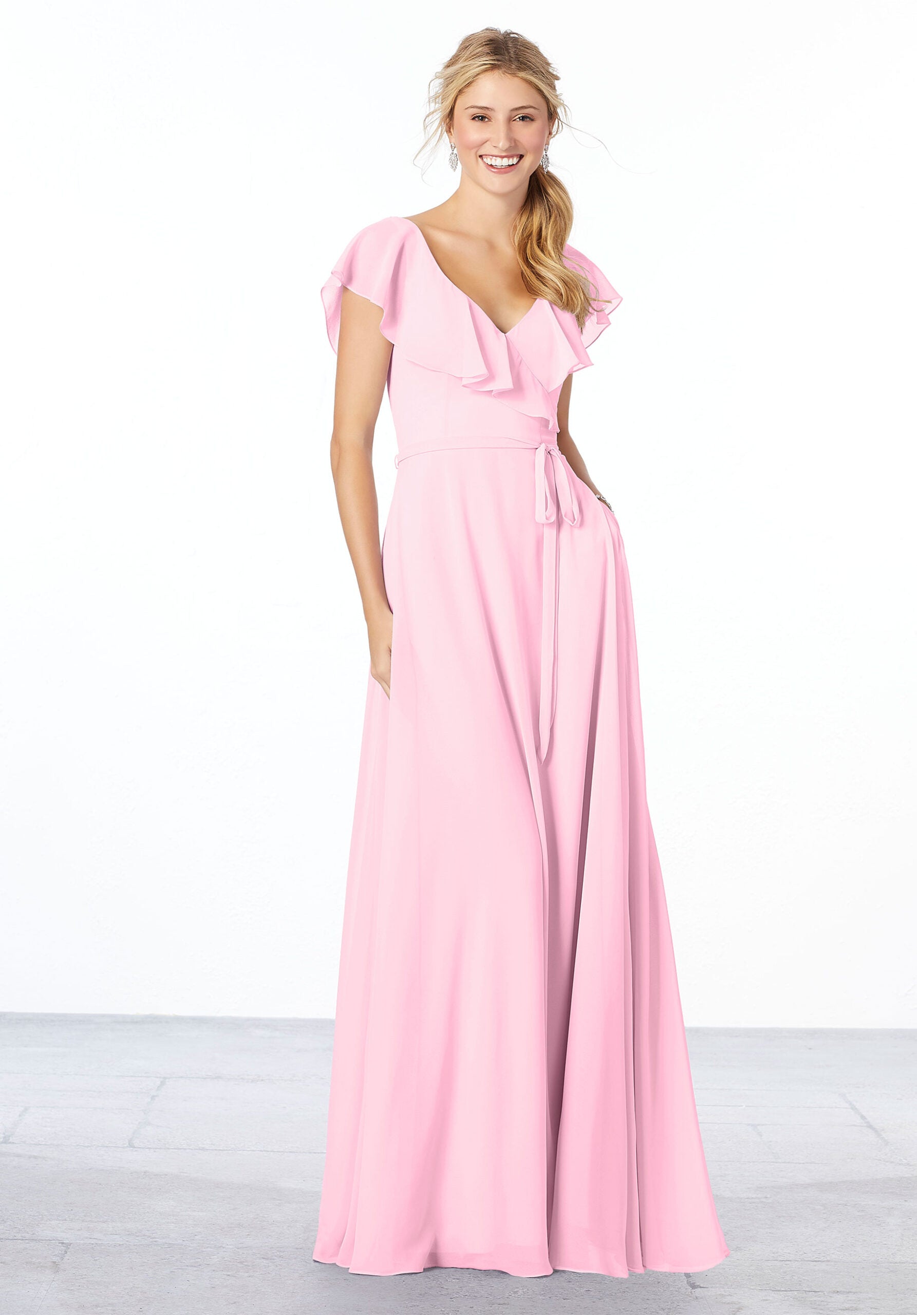 Formal Dresses Ruffle Long A Line Formal Evening Dress MGNY Madeline Gardner New York 21657 Peony