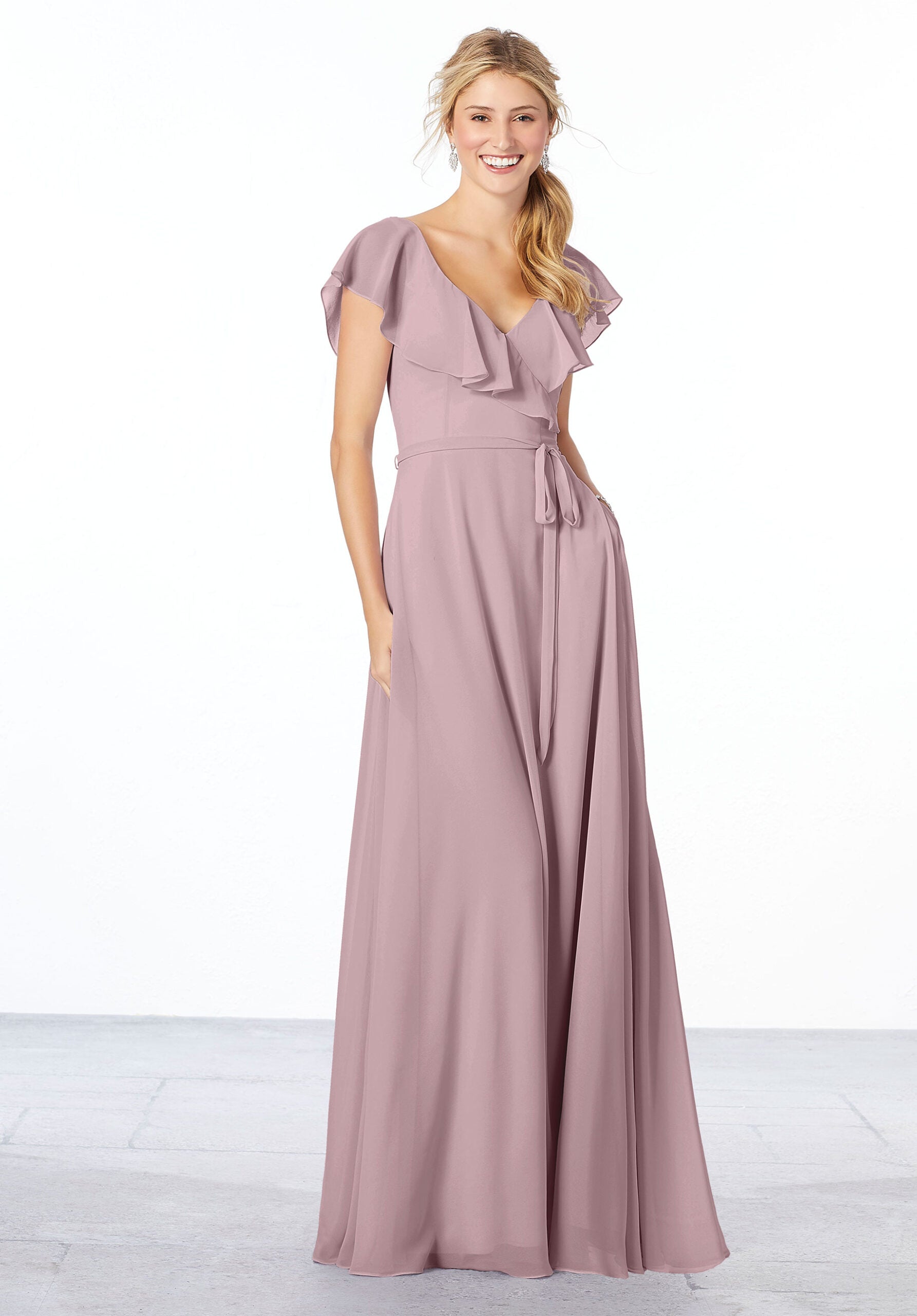Formal Dresses Formal Ruffle Evening Long A Line Dress MGNY Madeline Gardner New York 21657 French Lilac