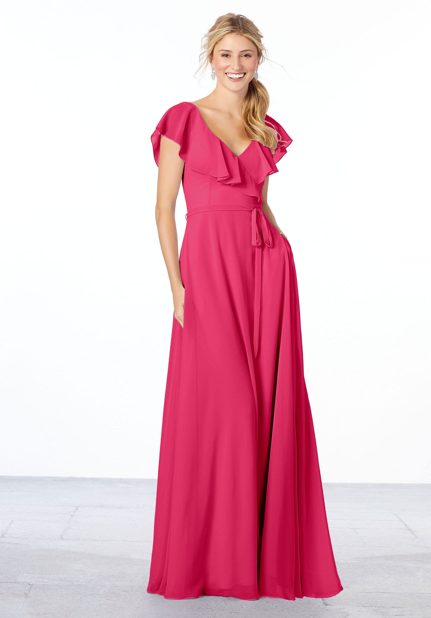 Formal Dresses Long Ruffle Formal Evening A Line Dress MGNY Madeline Gardner New York 21657 Berry