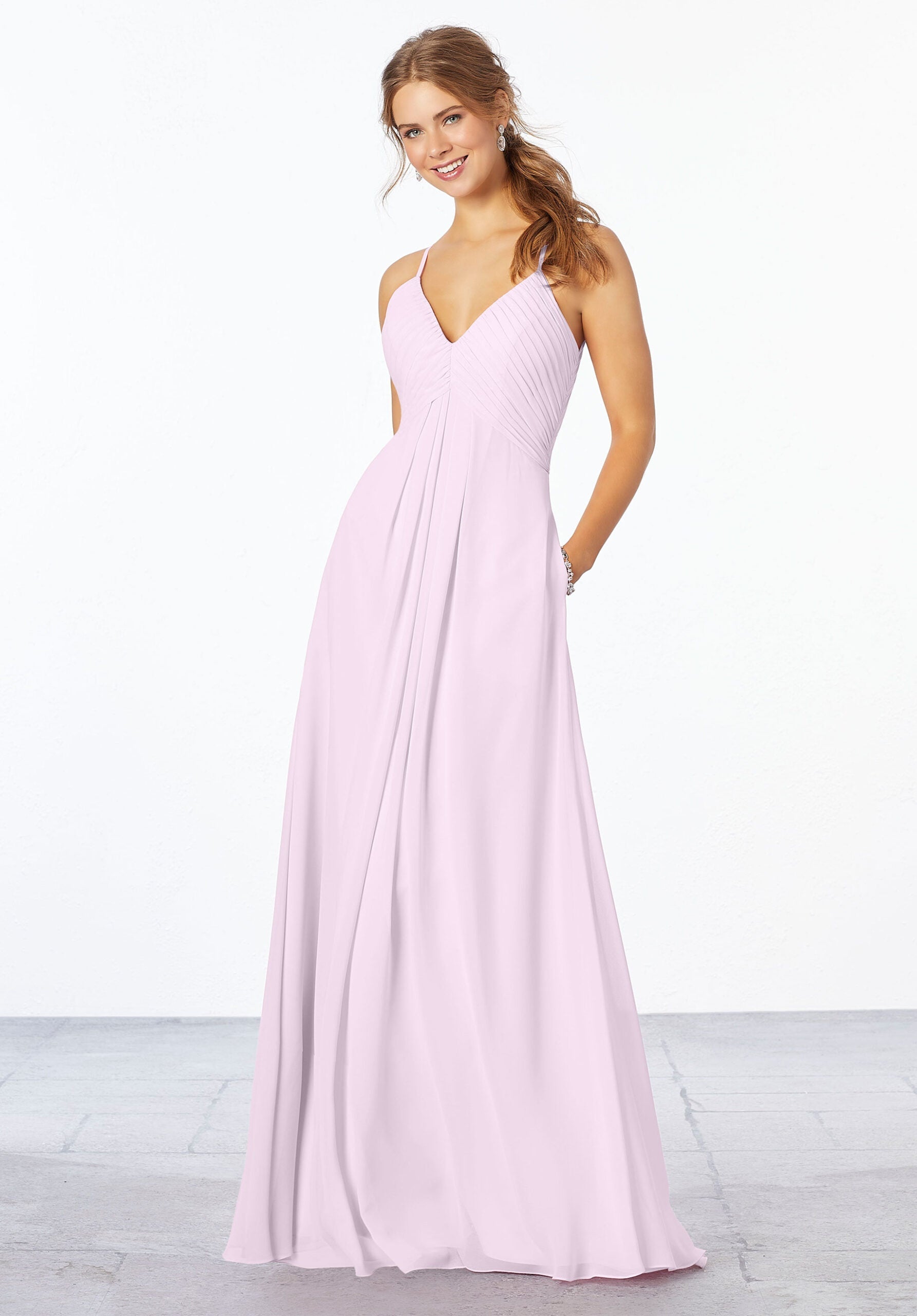 Formal Dresses A Line Long Formal Pleated Dress MGNY Madeline Gardner New York 21658 Wisteria