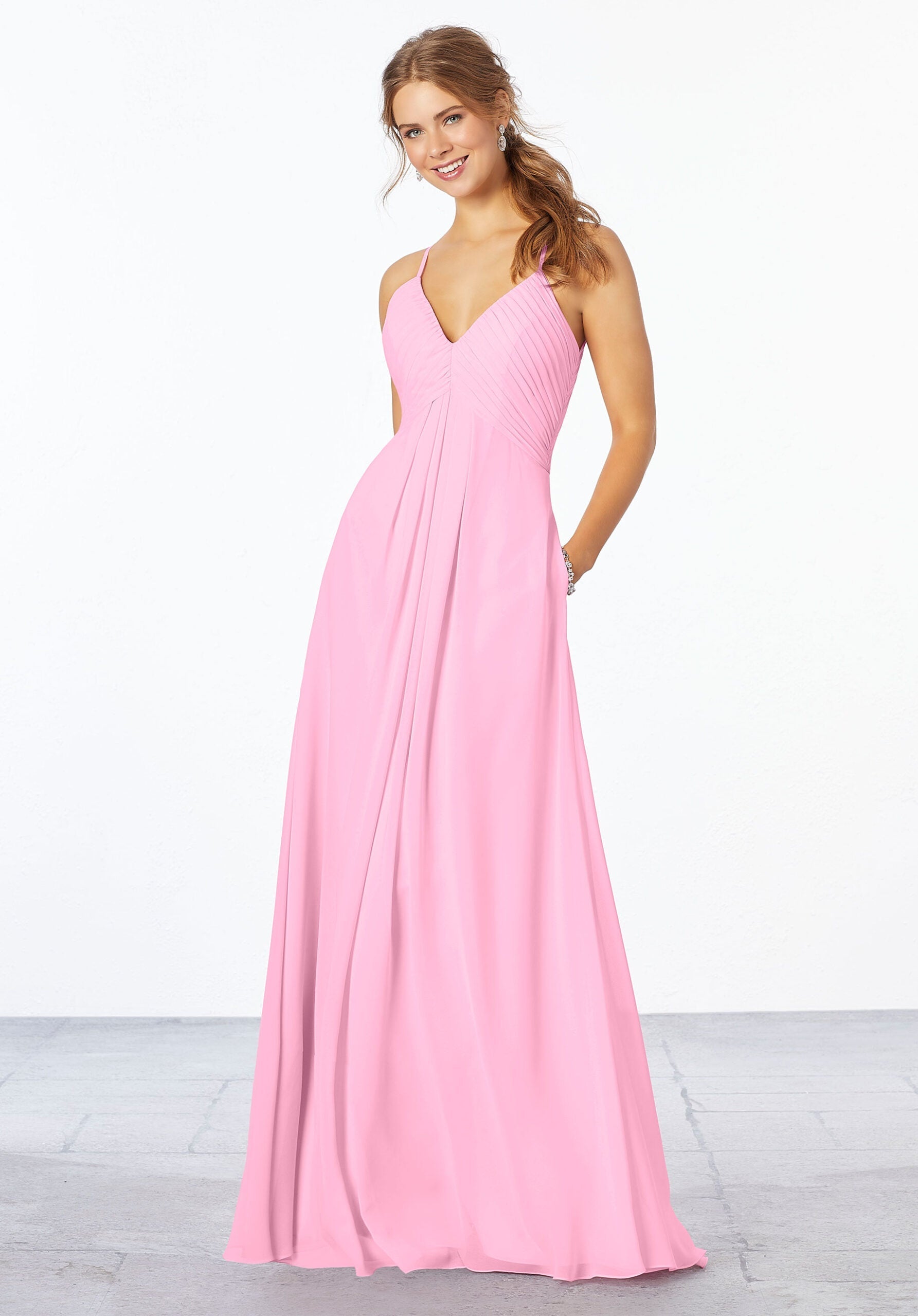 Formal Dresses Formal Long Pleated Dress MGNY Madeline Gardner New York 21658 Peony