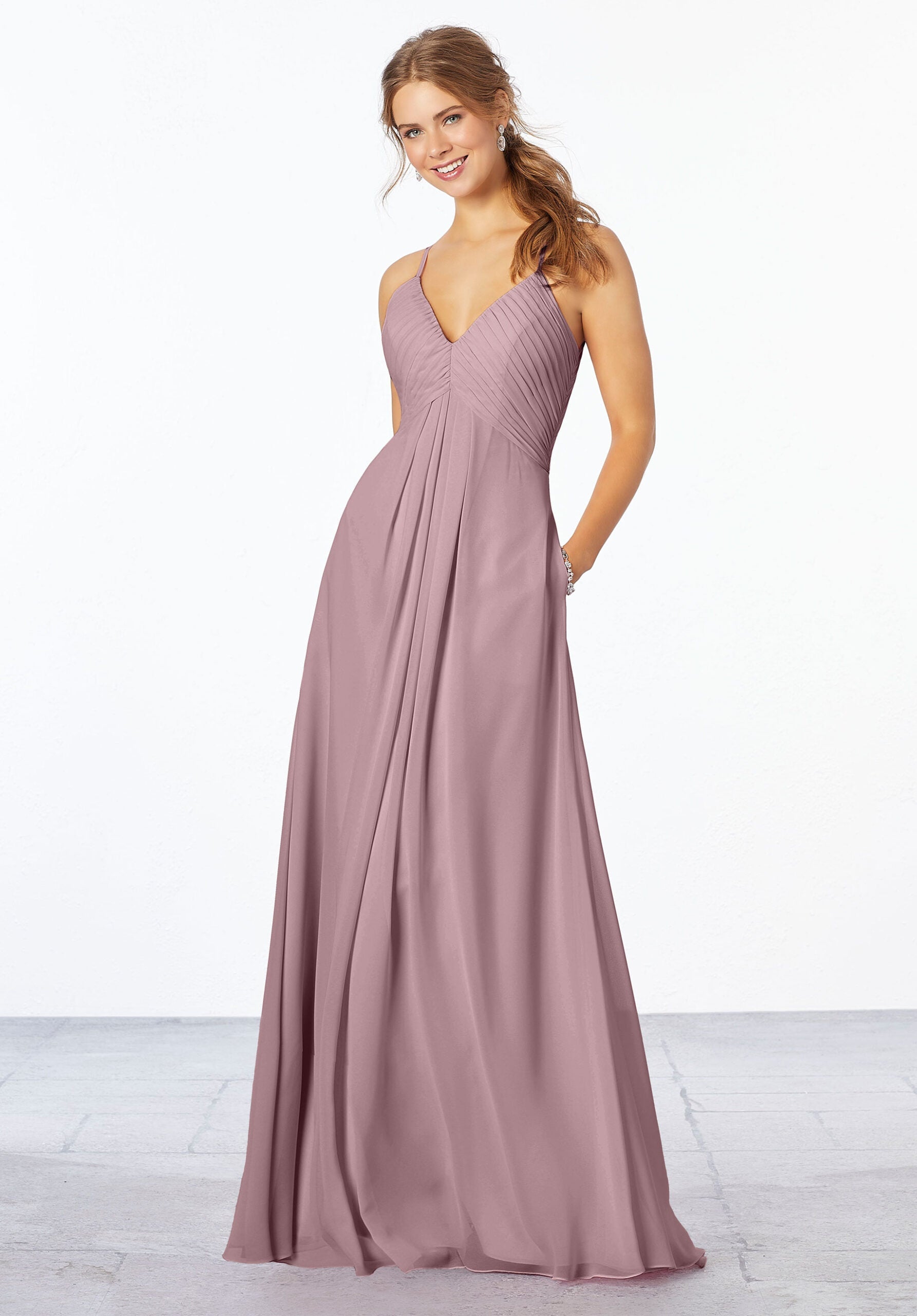 Formal Dresses Formal Pleated Long Dress MGNY Madeline Gardner New York 21658 French Lilac