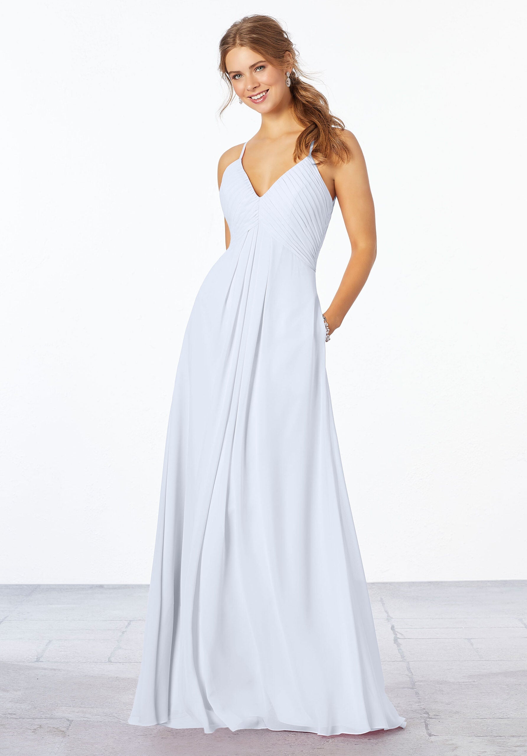 Formal Dresses Formal Pleated Long Dress MGNY Madeline Gardner New York 21658 Fog